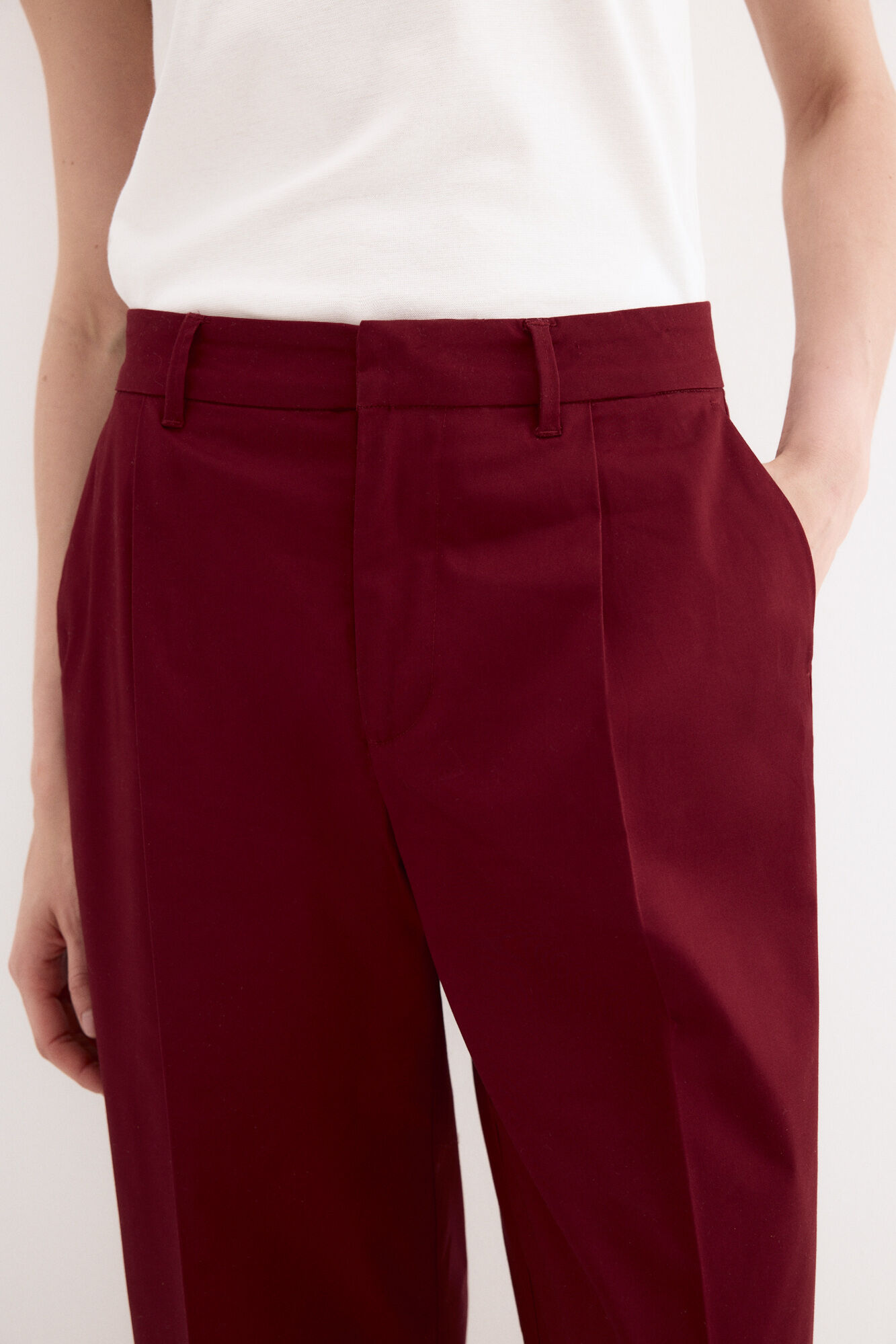 Pedro del Hierro Pantalones wide leg classic Burdeos