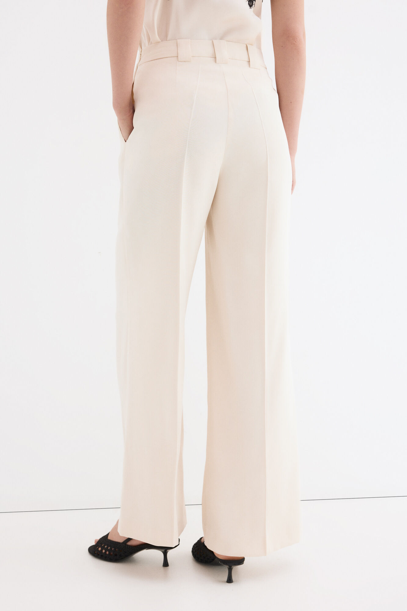 Pedro del Hierro Pantal&oacute;n wide leg Crudo