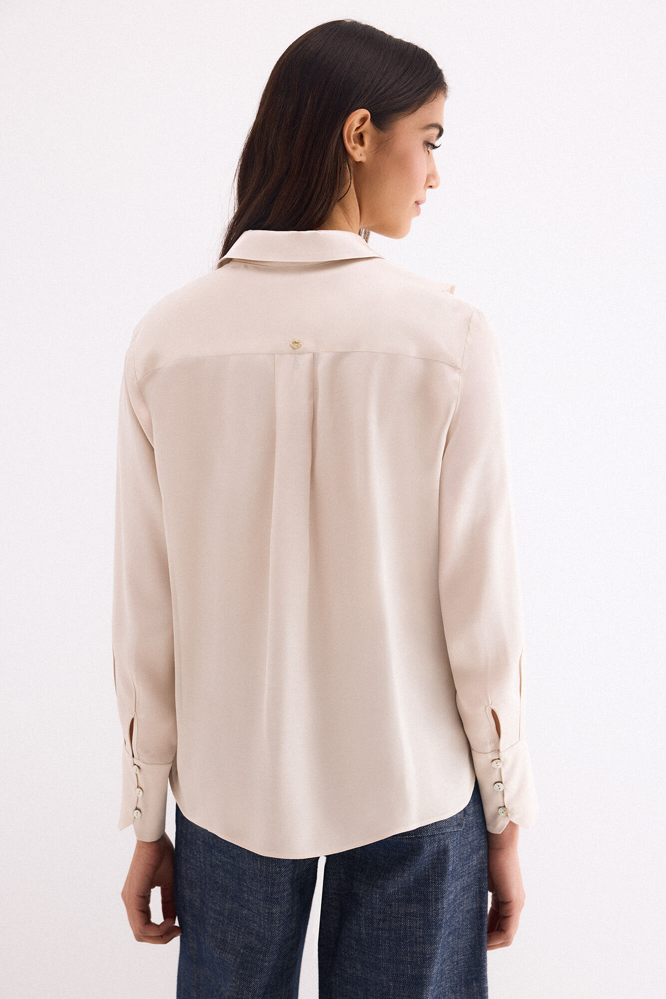 Pedro del Hierro Camisa sat&eacute;n volante Beige