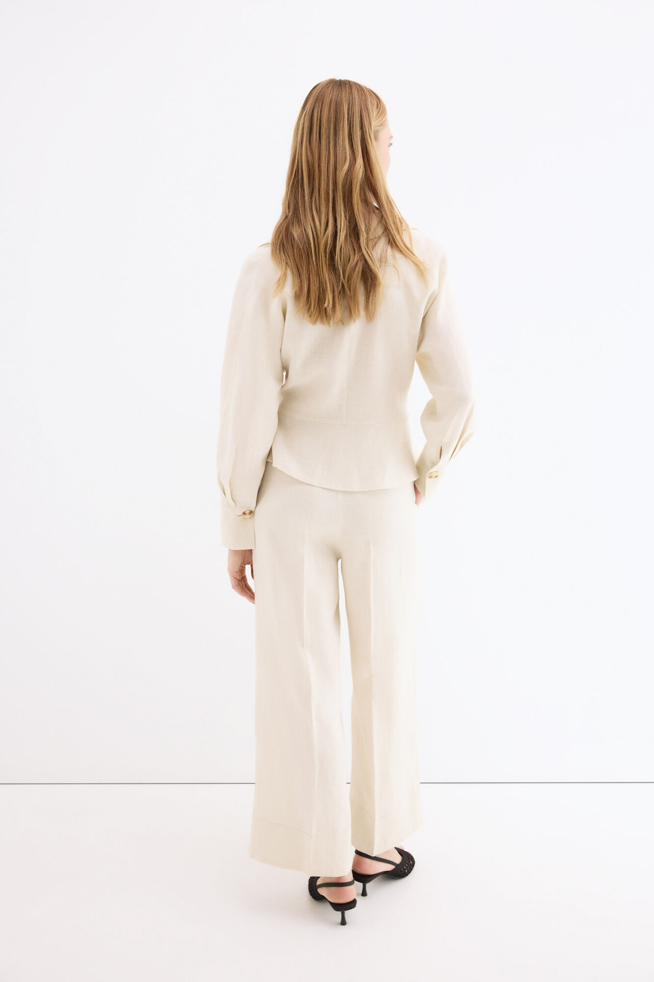 Pedro del Hierro Pantal&oacute;n recto de lino Crudo