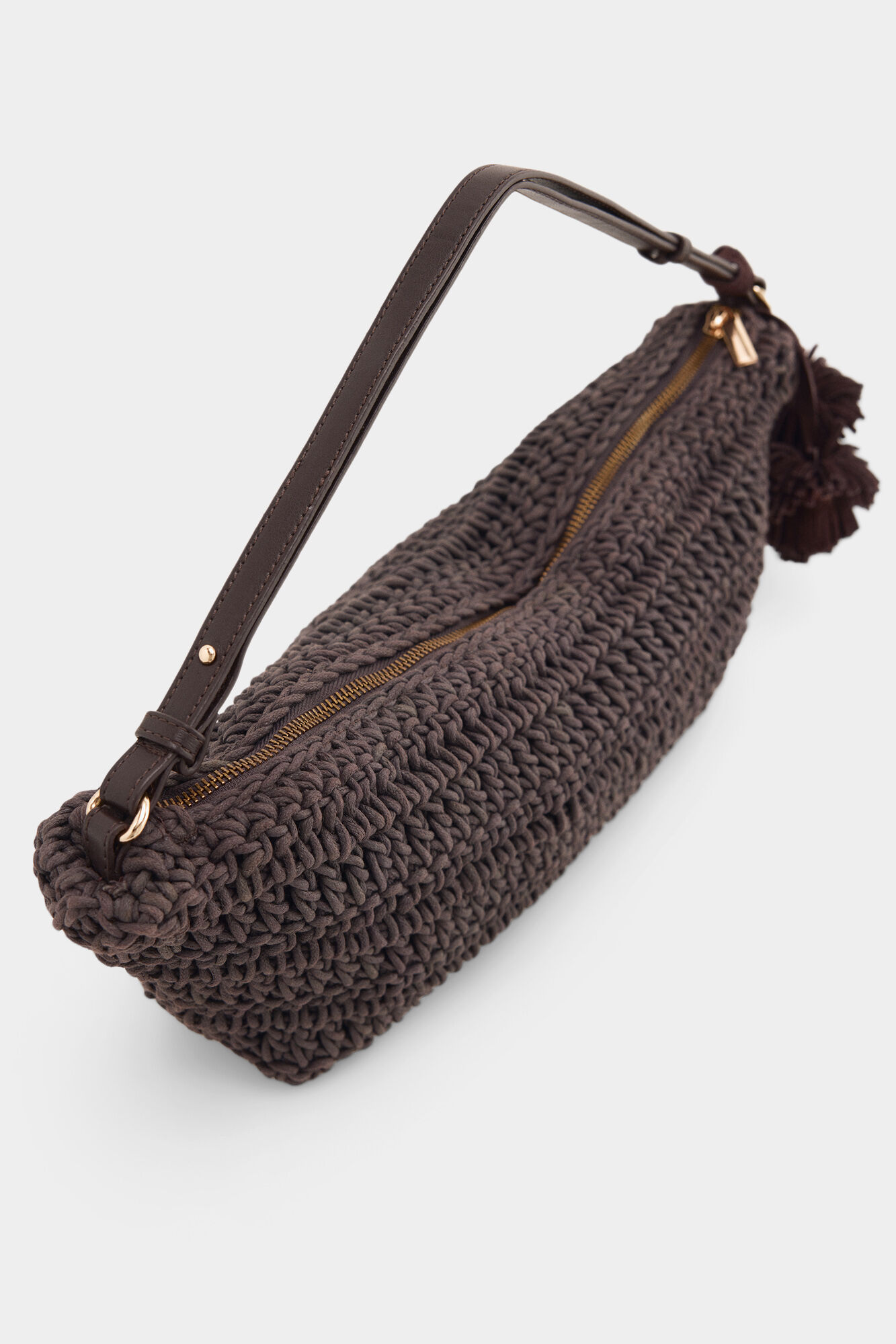 Pedro del Hierro Bolso punto trenzado Marr&oacute;n