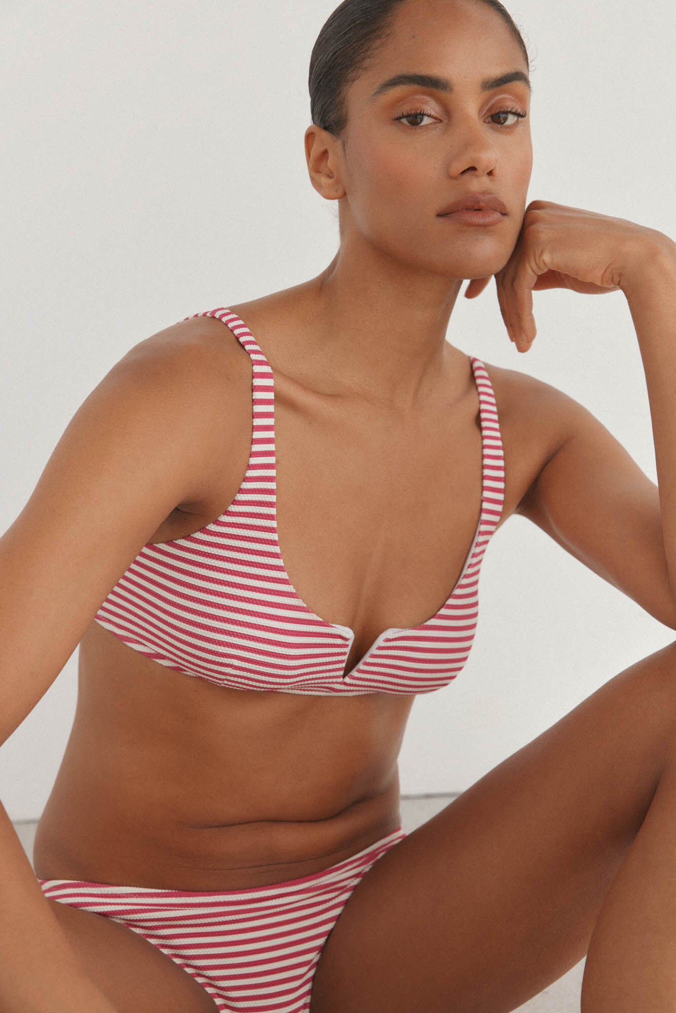 Pedro del Hierro Bikini panty cl&aacute;sico y top halter de piqu&eacute;