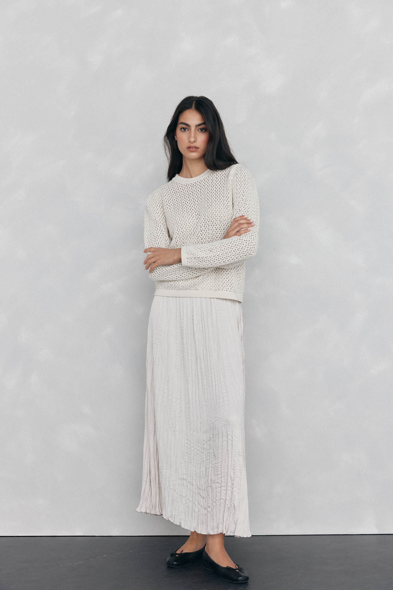 Pedro del Hierro Top de tejido fantas&iacute;a con cristalitos Beige