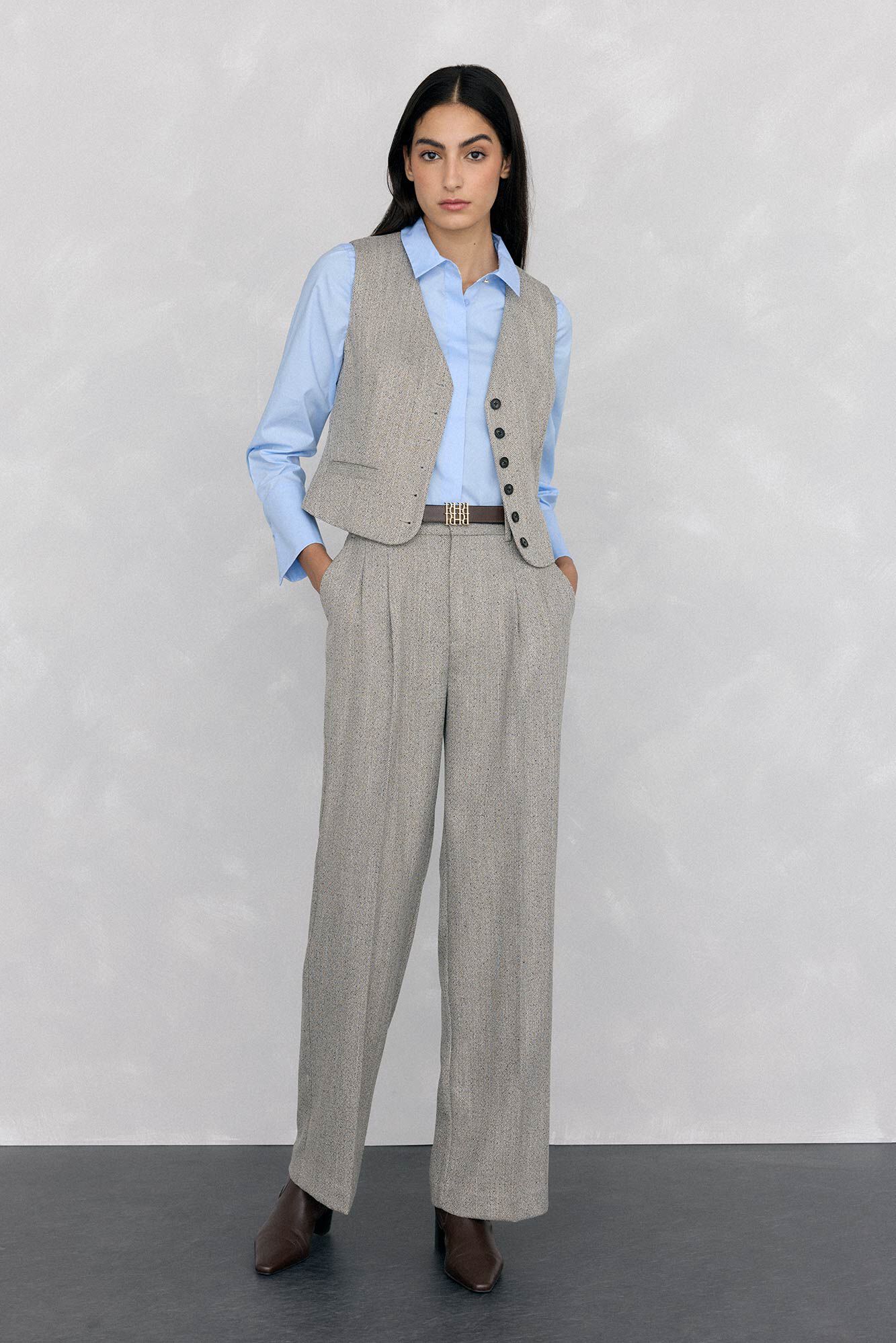 Pedro del Hierro Pantal&oacute;n recto de textura espiga