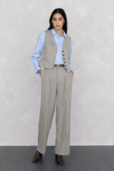 Pedro del Hierro Pantal&oacute;n recto de textura espiga Gris