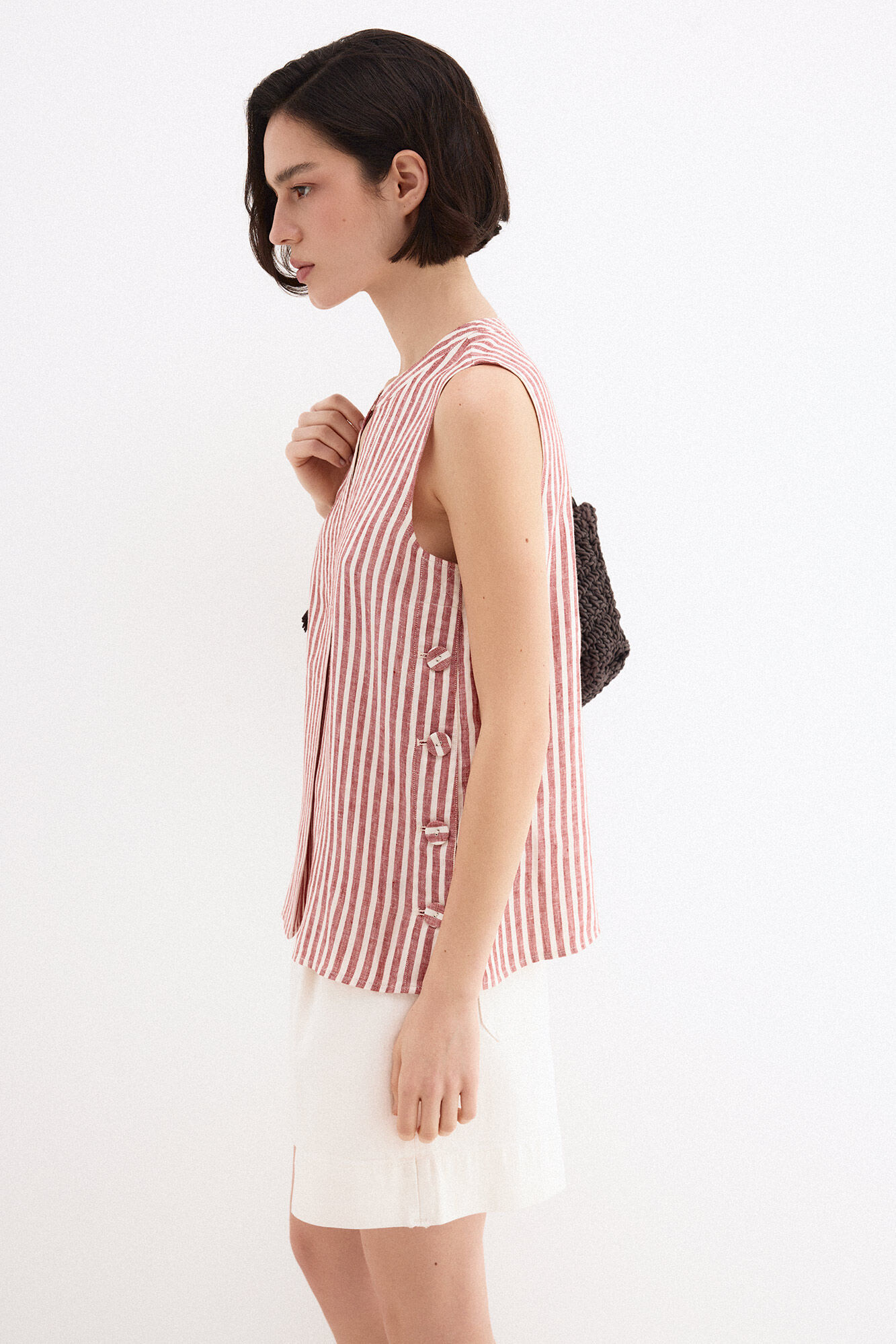 Pedro del Hierro Top lino rayas Rosa