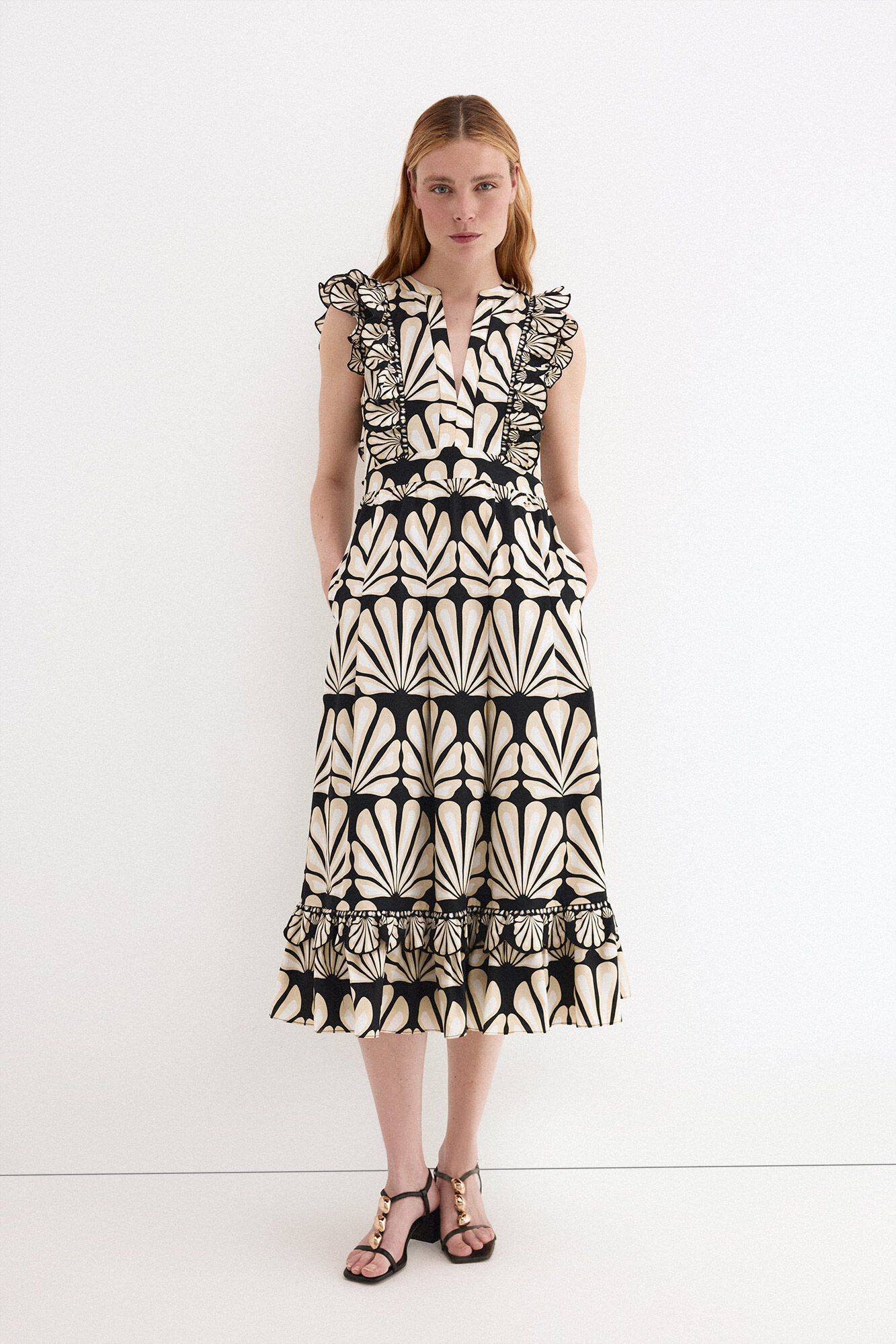 Pedro del Hierro Vestido algod&oacute;n volantes