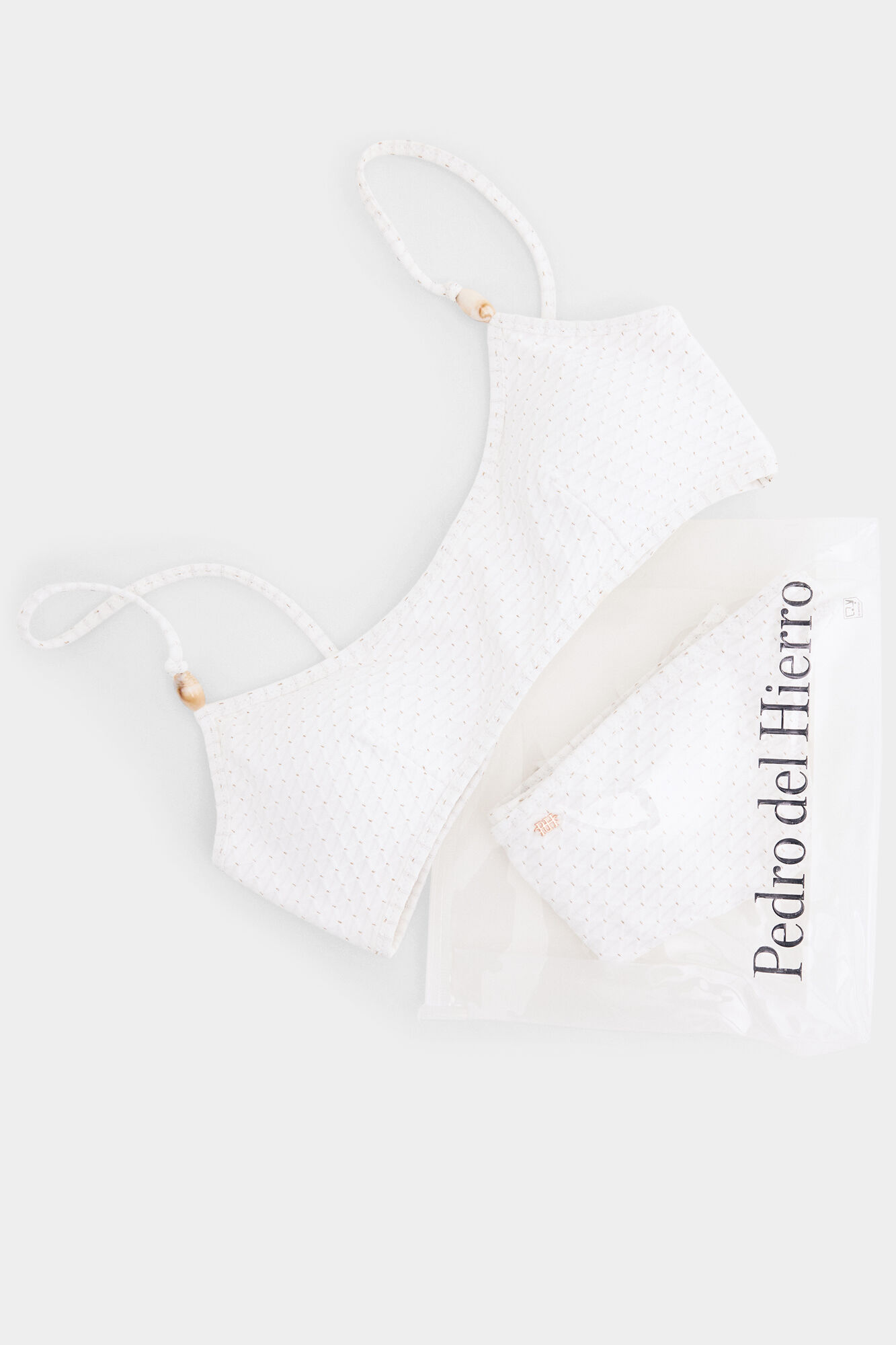 Pedro del Hierro Bikini tejido de jacquard y abalorios Blanco