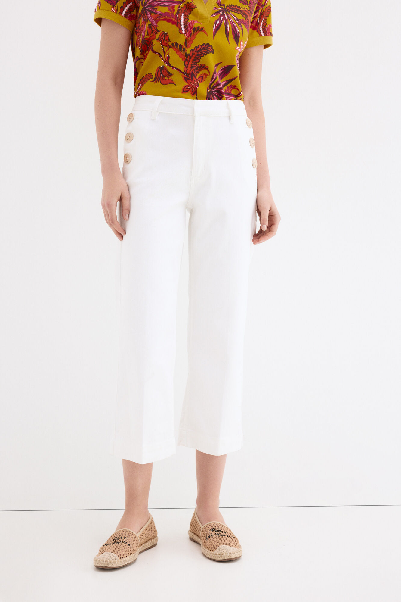 Pedro del Hierro Jeans capri wide leg Crudo