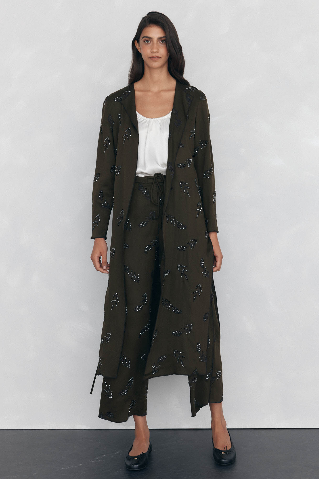 Pedro del Hierro Pantal&oacute;n recto bordado Marr&oacute;n