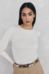 Pedro del Hierro Jersey canal&eacute; manga abullonada Blanco