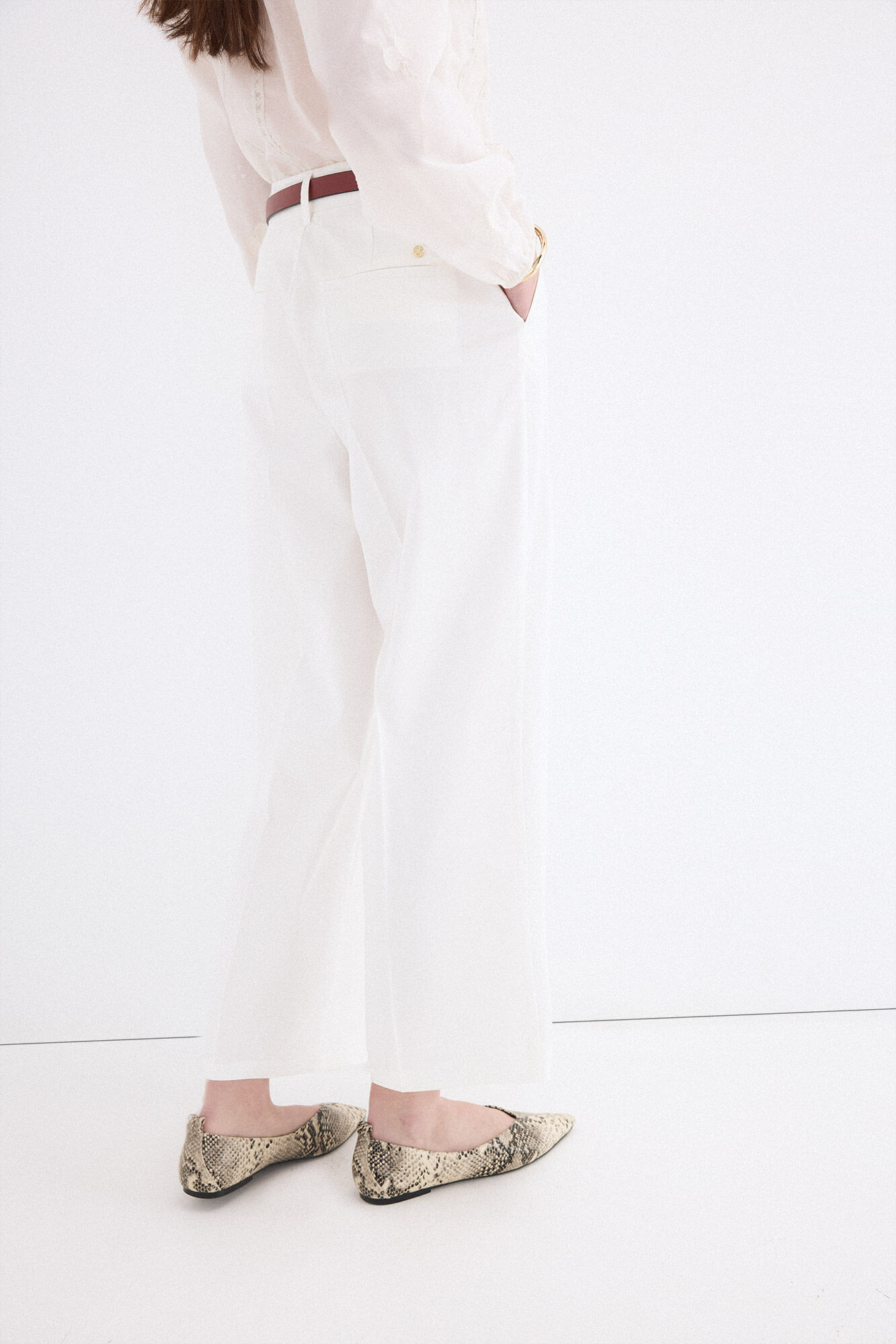 Pedro del Hierro Pantalones wide leg classic Blanco