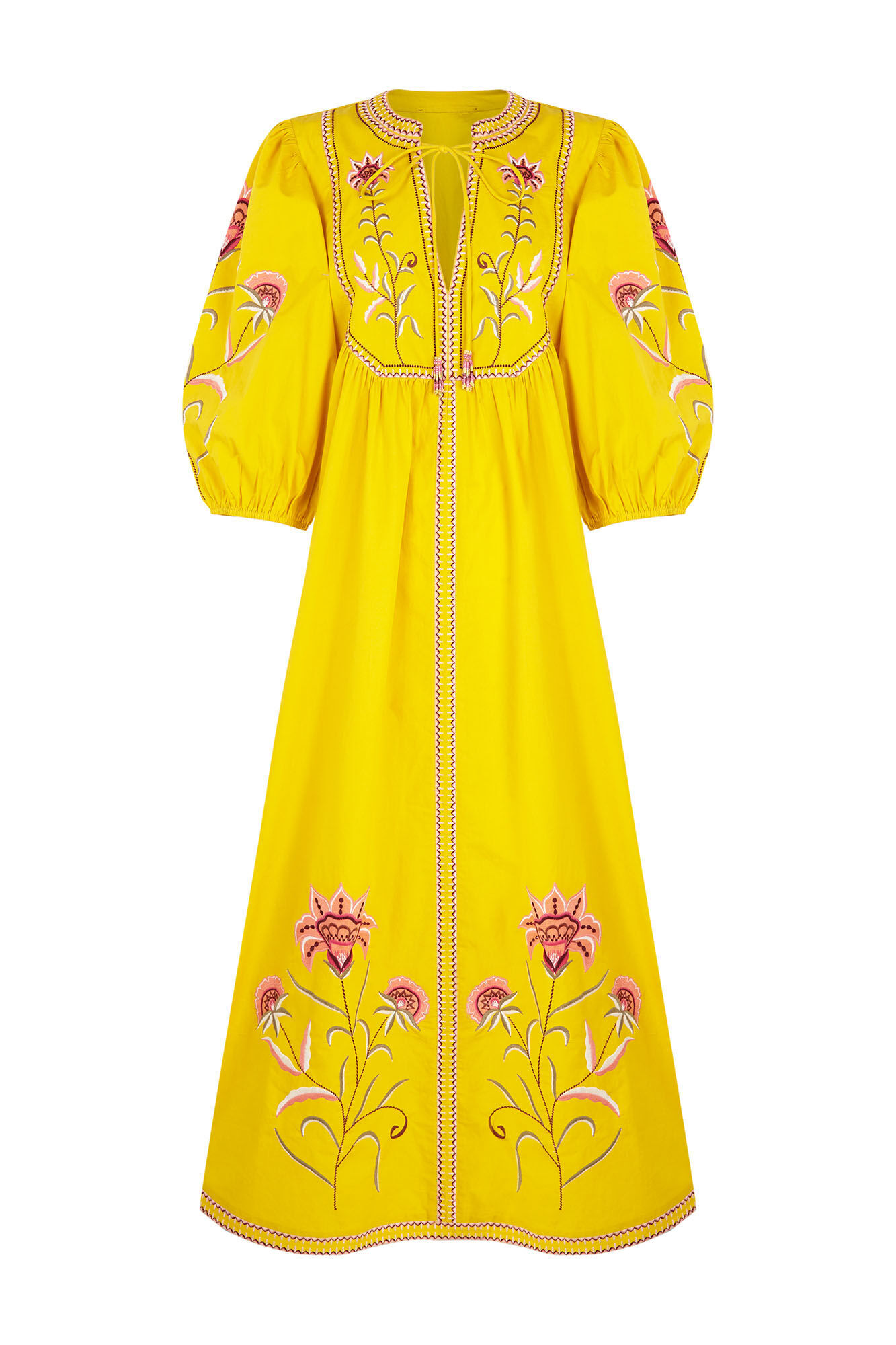 Pedro del Hierro Vestido t&uacute;nica bordados Amarillo