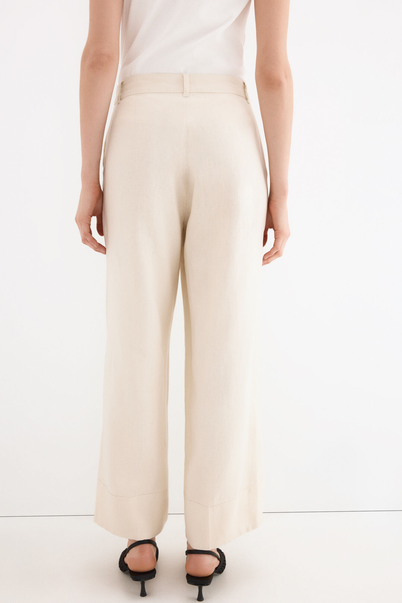 Pedro del Hierro Pantal&oacute;n recto de lino Crudo