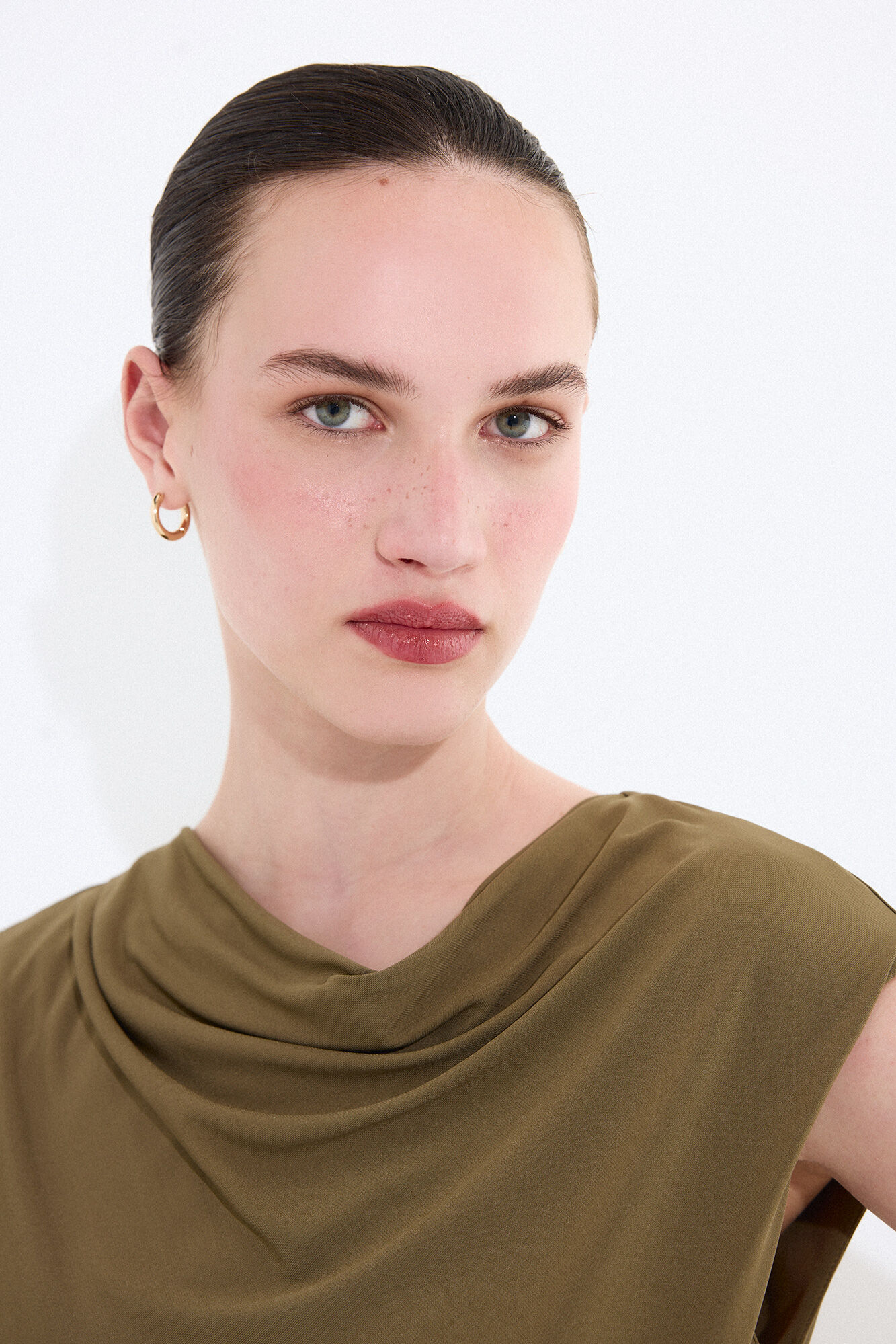 Pedro del Hierro Vestido entallado frunces sin mangas Verde