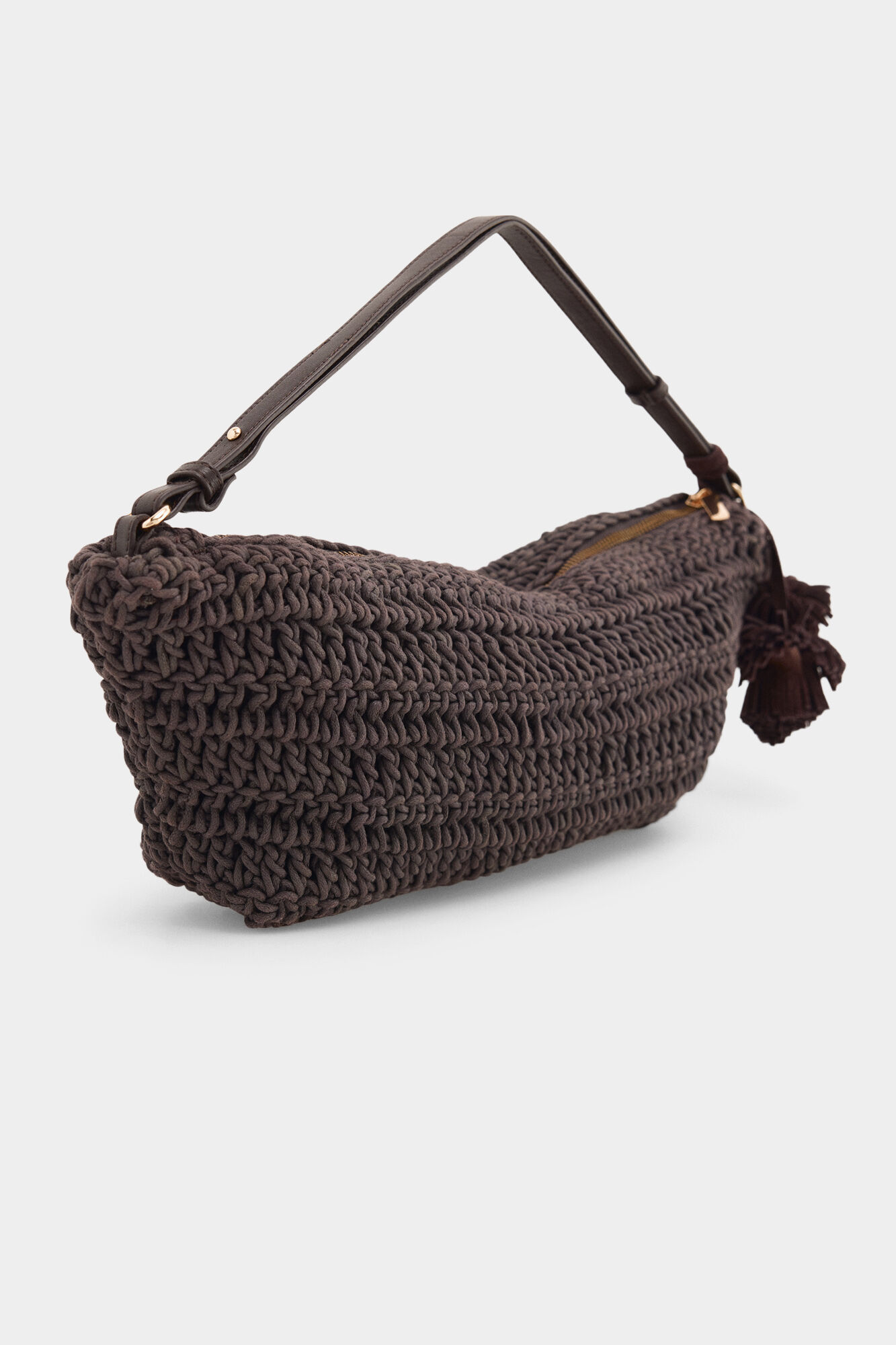 Pedro del Hierro Bolso punto trenzado Marr&oacute;n
