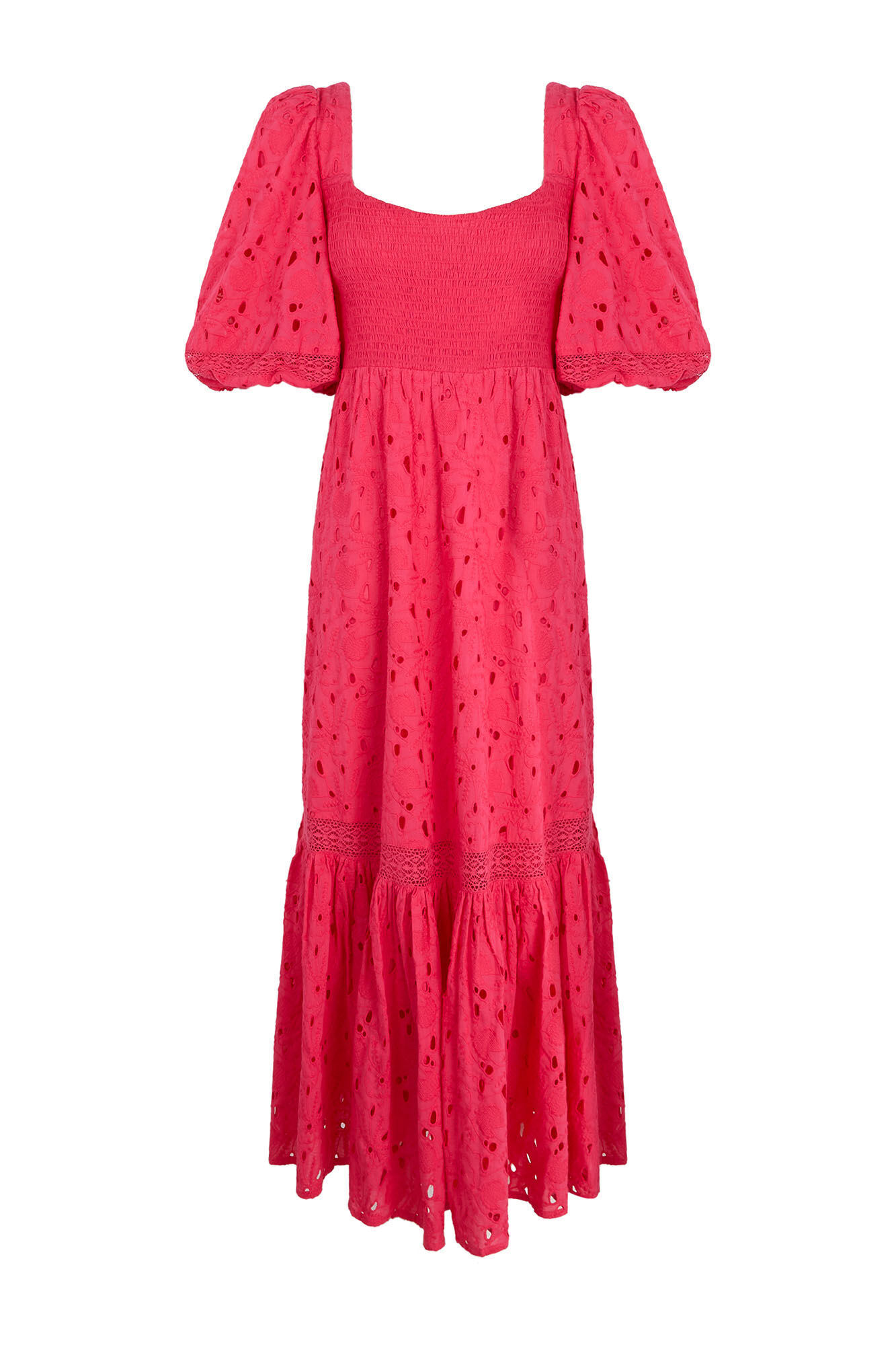 Pedro del Hierro Vestido algod&oacute;n bordados Rosa