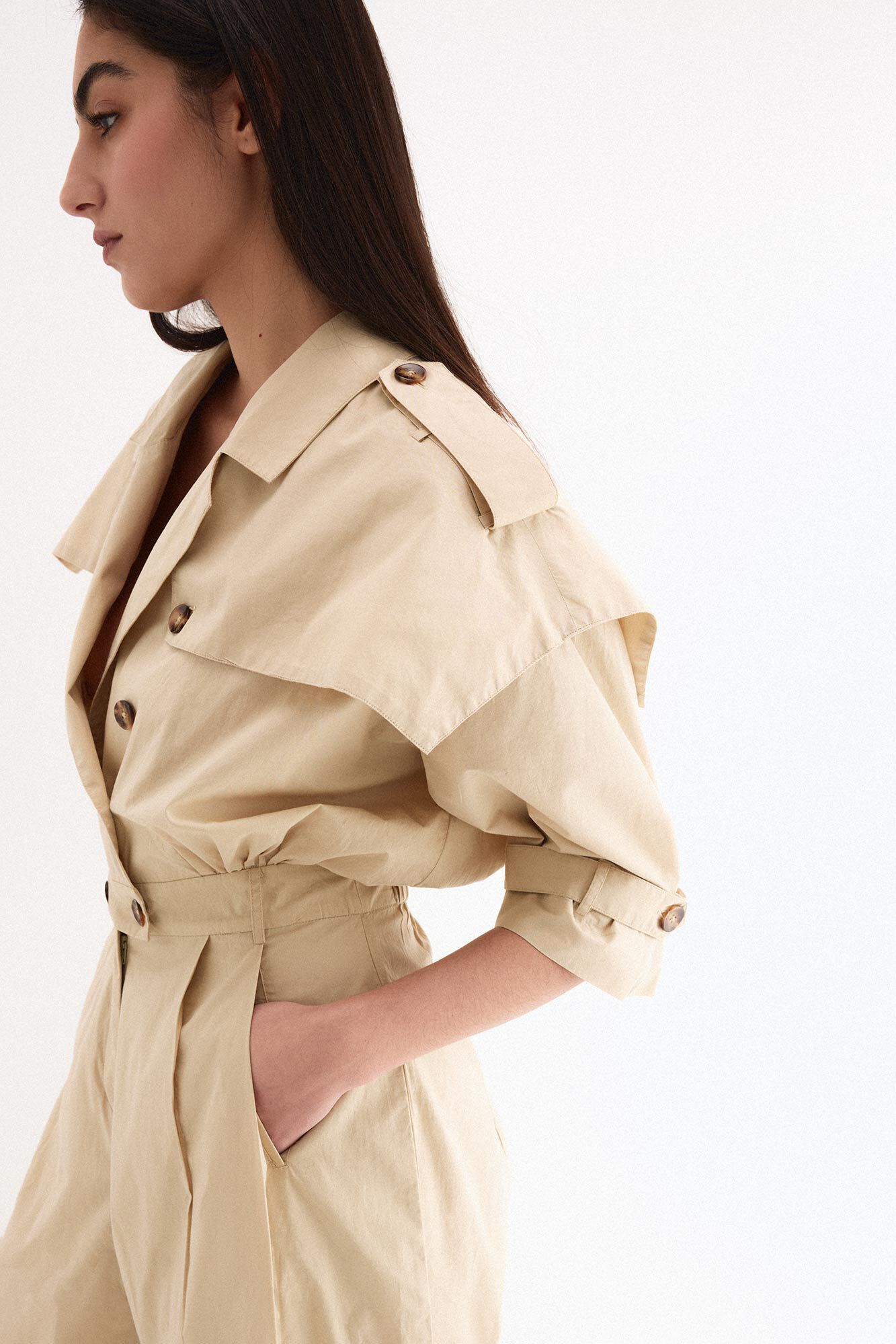 Pedro del Hierro Jumpsuit de pata ancha con detalle tipo gabardina en escote