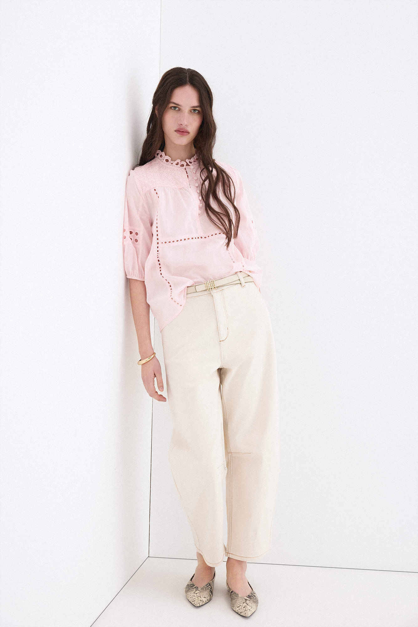 Pedro del Hierro Blusa rom&aacute;ntica calados Rosa