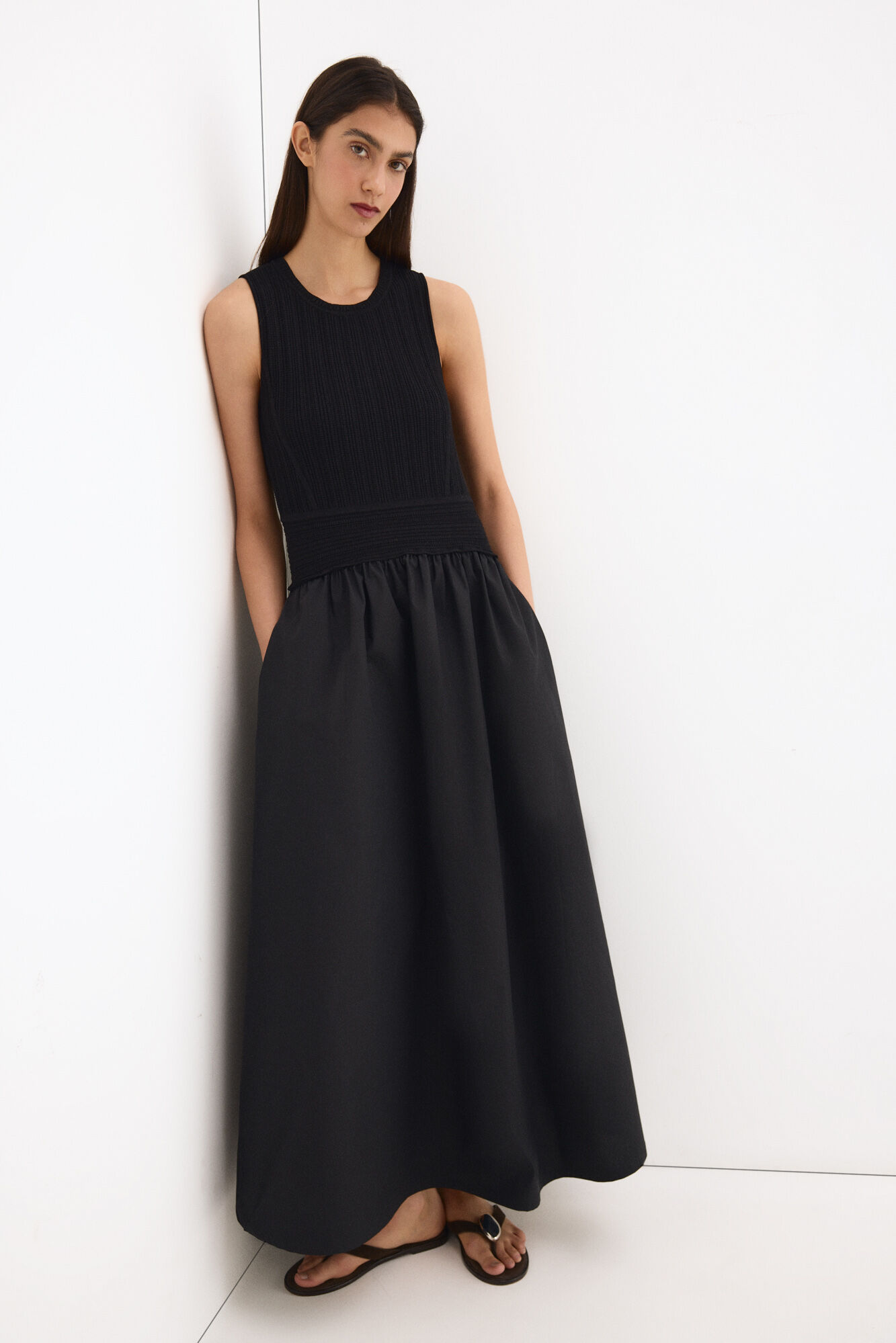 Pedro del Hierro Vestido combinado con cuerpo de punto Negro