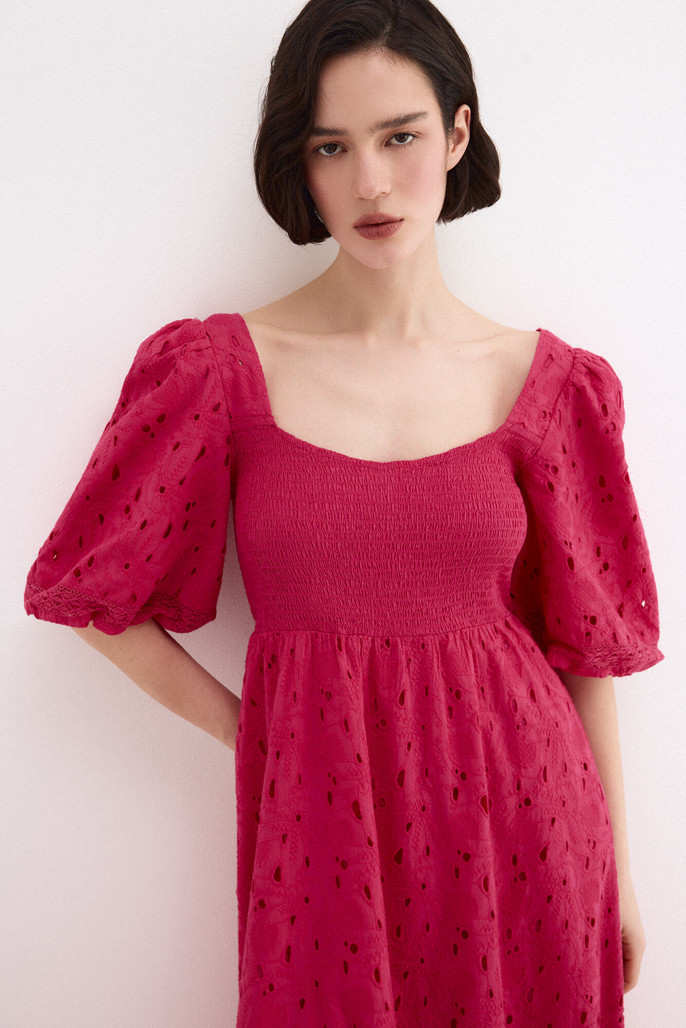 Pedro del Hierro Vestido algod&oacute;n bordados
