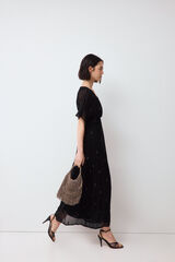 Pedro del Hierro Vestido fluido con detalle de pedrer&iacute;a Negro