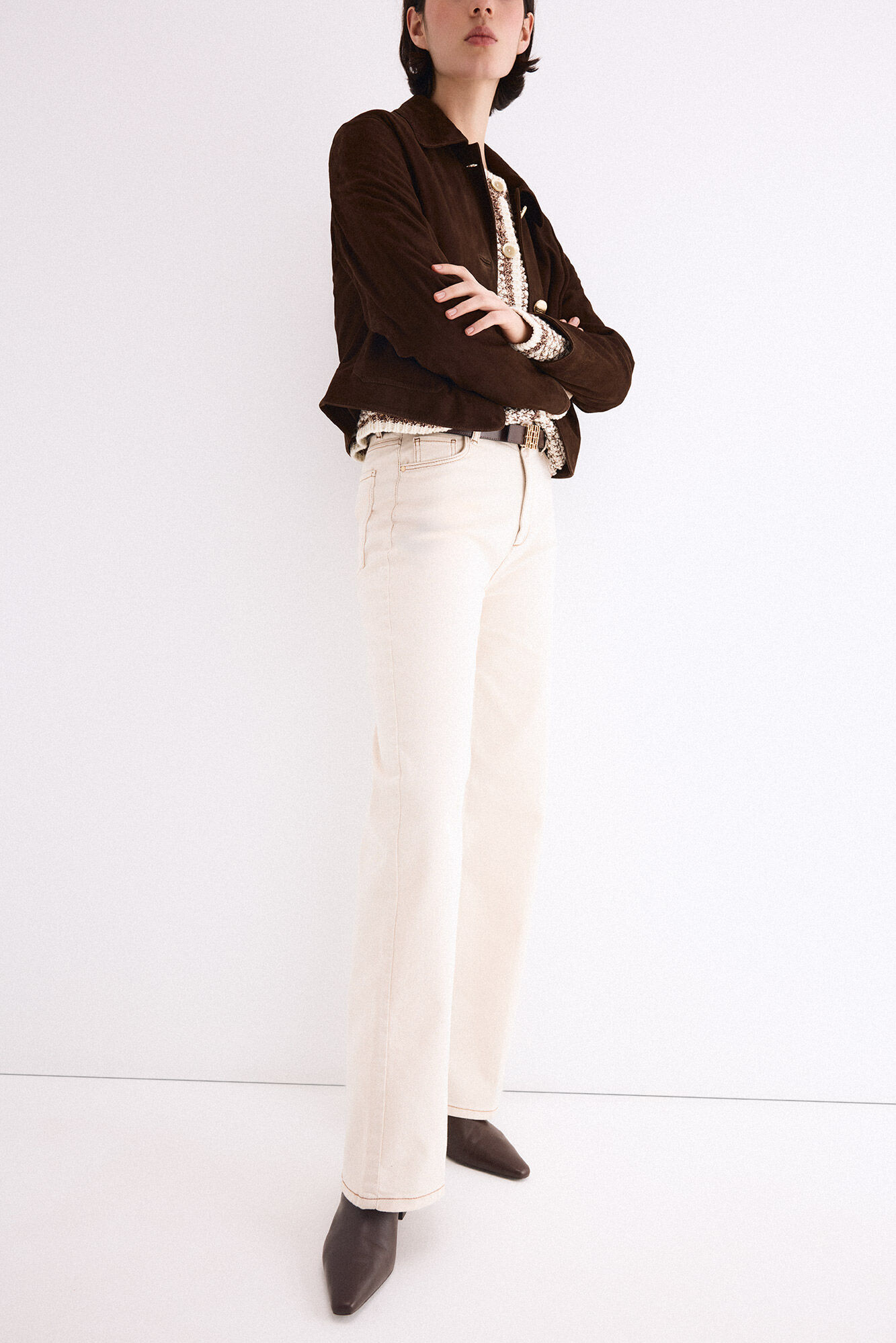 Pedro del Hierro Jeans wide leg basic Beige