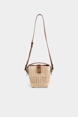 Pedro del Hierro Bolsa cubo con logo efecto rafia Crudo