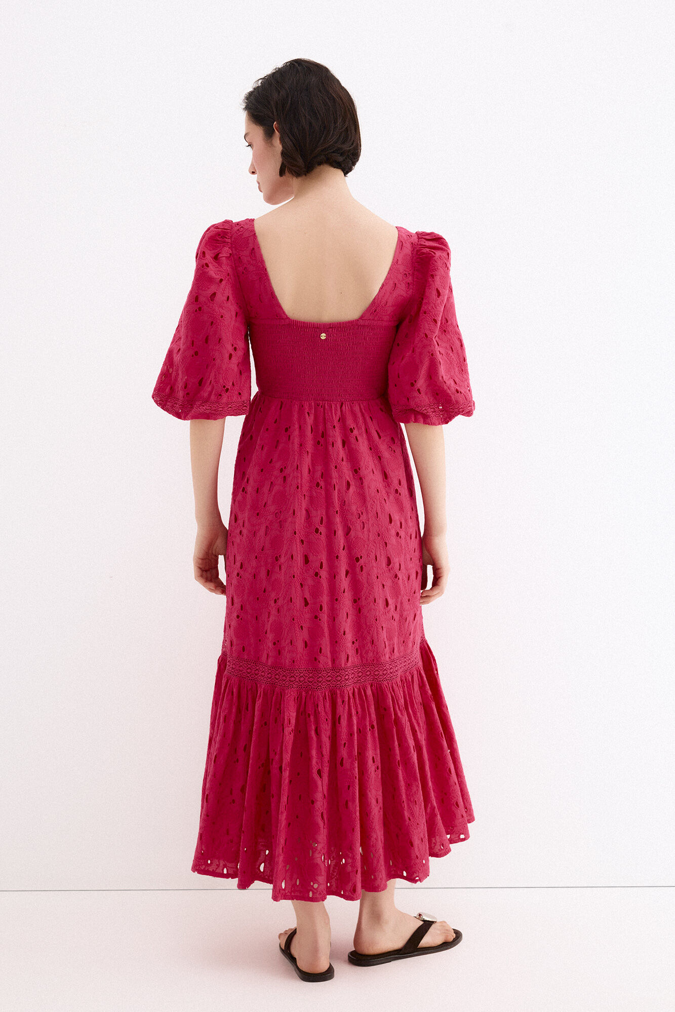 Pedro del Hierro Vestido algod&oacute;n bordados Rosa