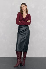 Pedro del Hierro Playera con escote drapeado Burdeos