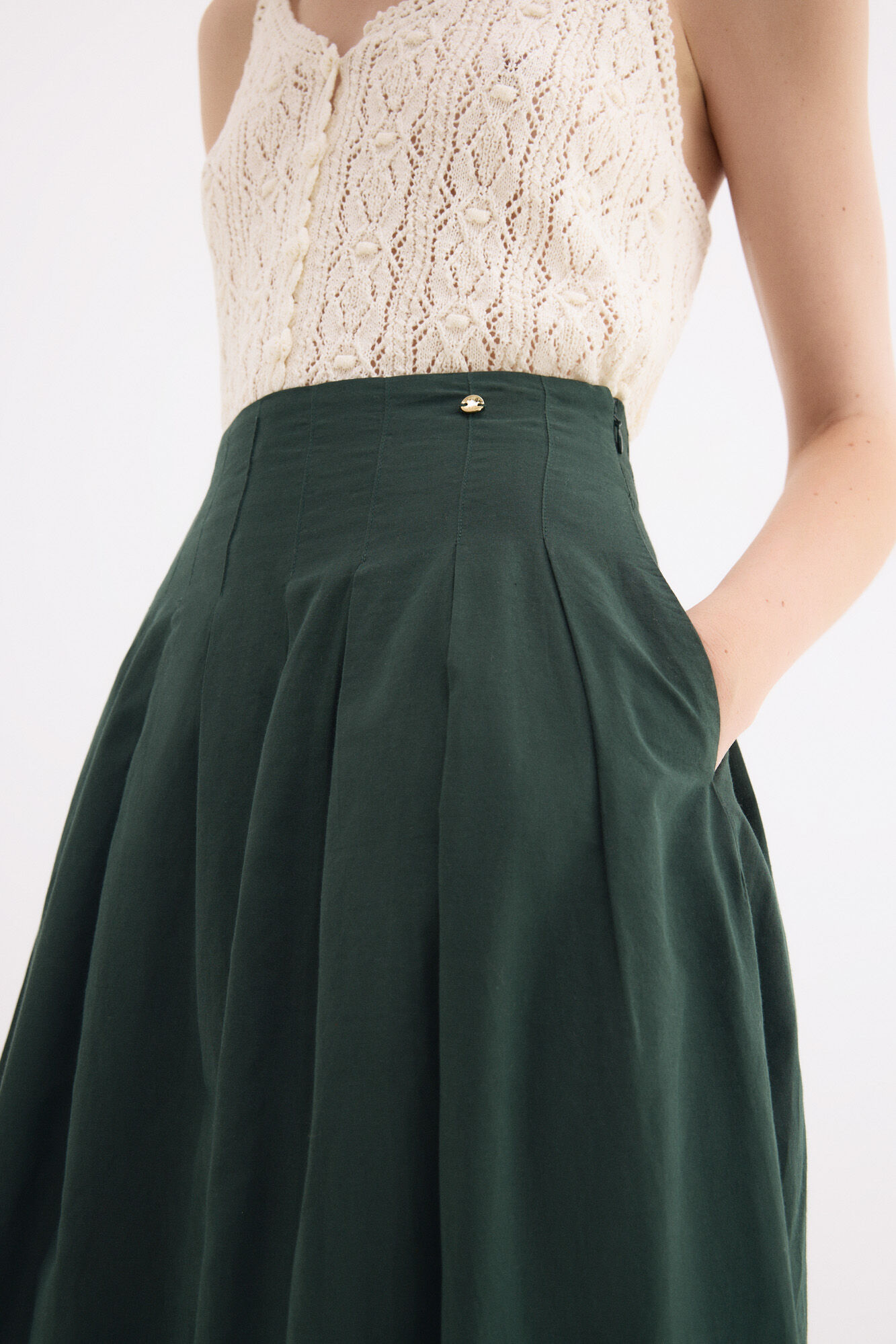 Pedro del Hierro Falda algod&oacute;n bordados