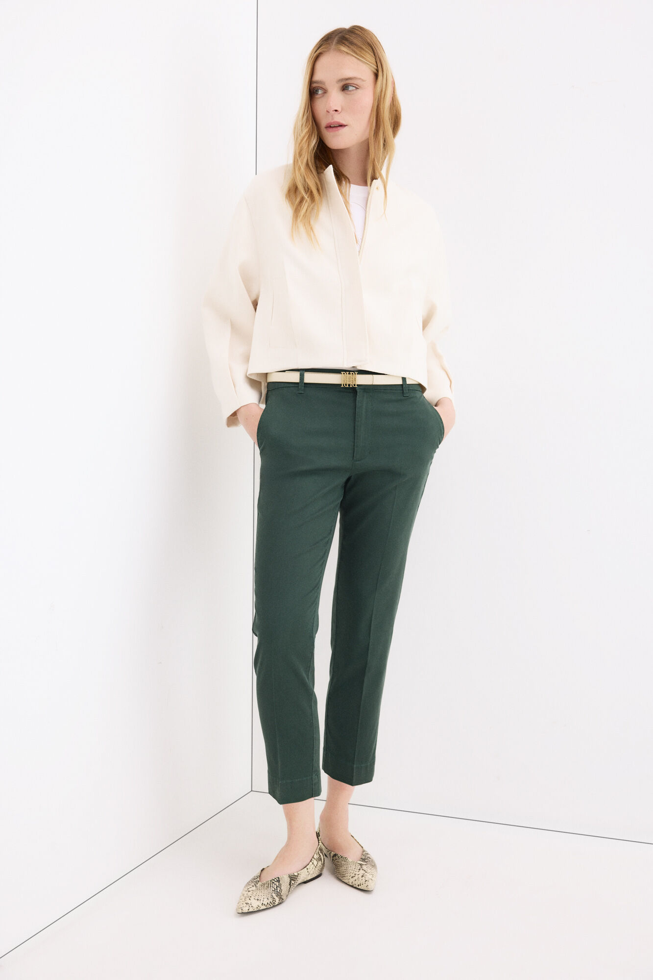 Pedro del Hierro Pantalones slim cl&aacute;sicos Verde
