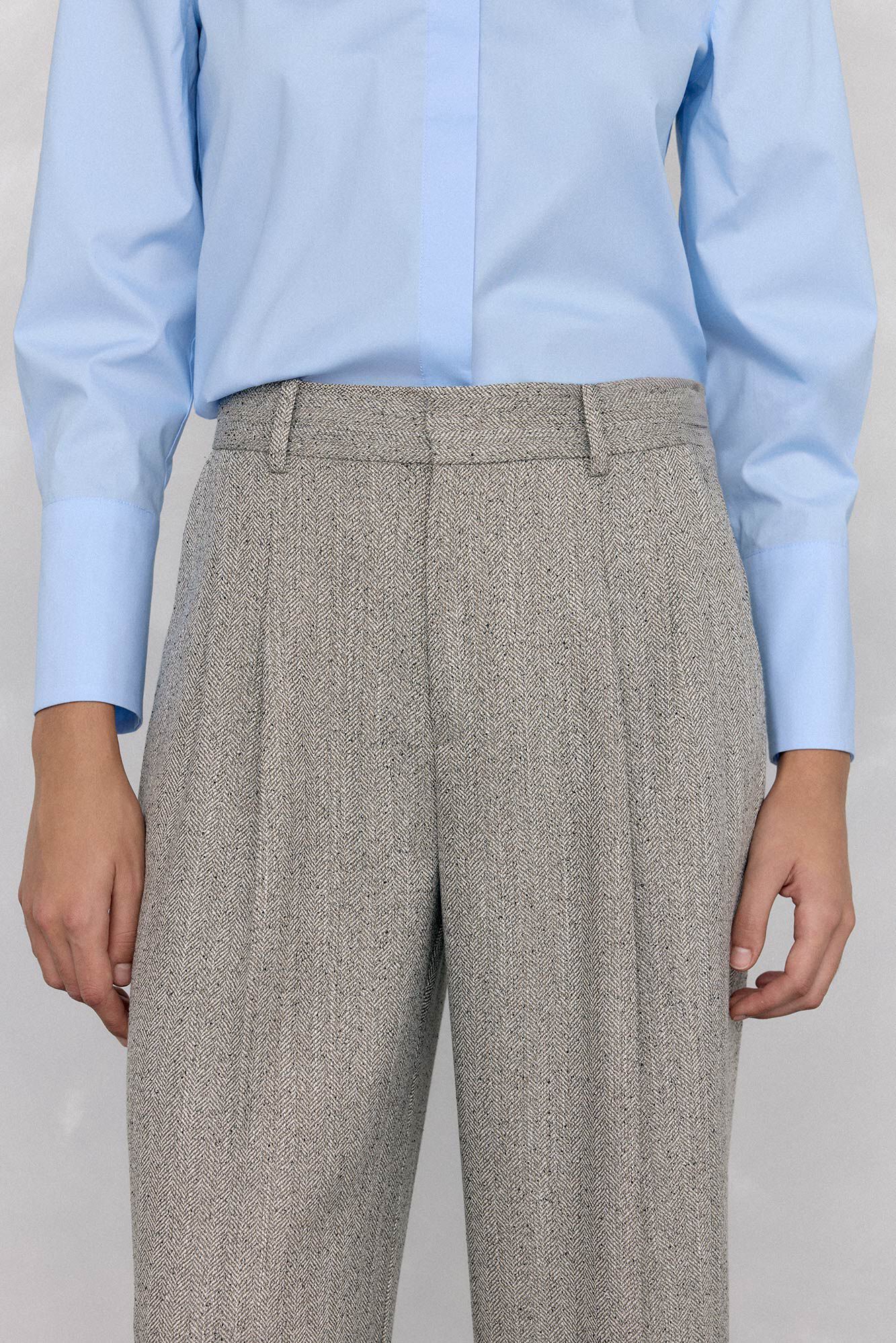 Pedro del Hierro Pantal&oacute;n recto de textura espiga Gris