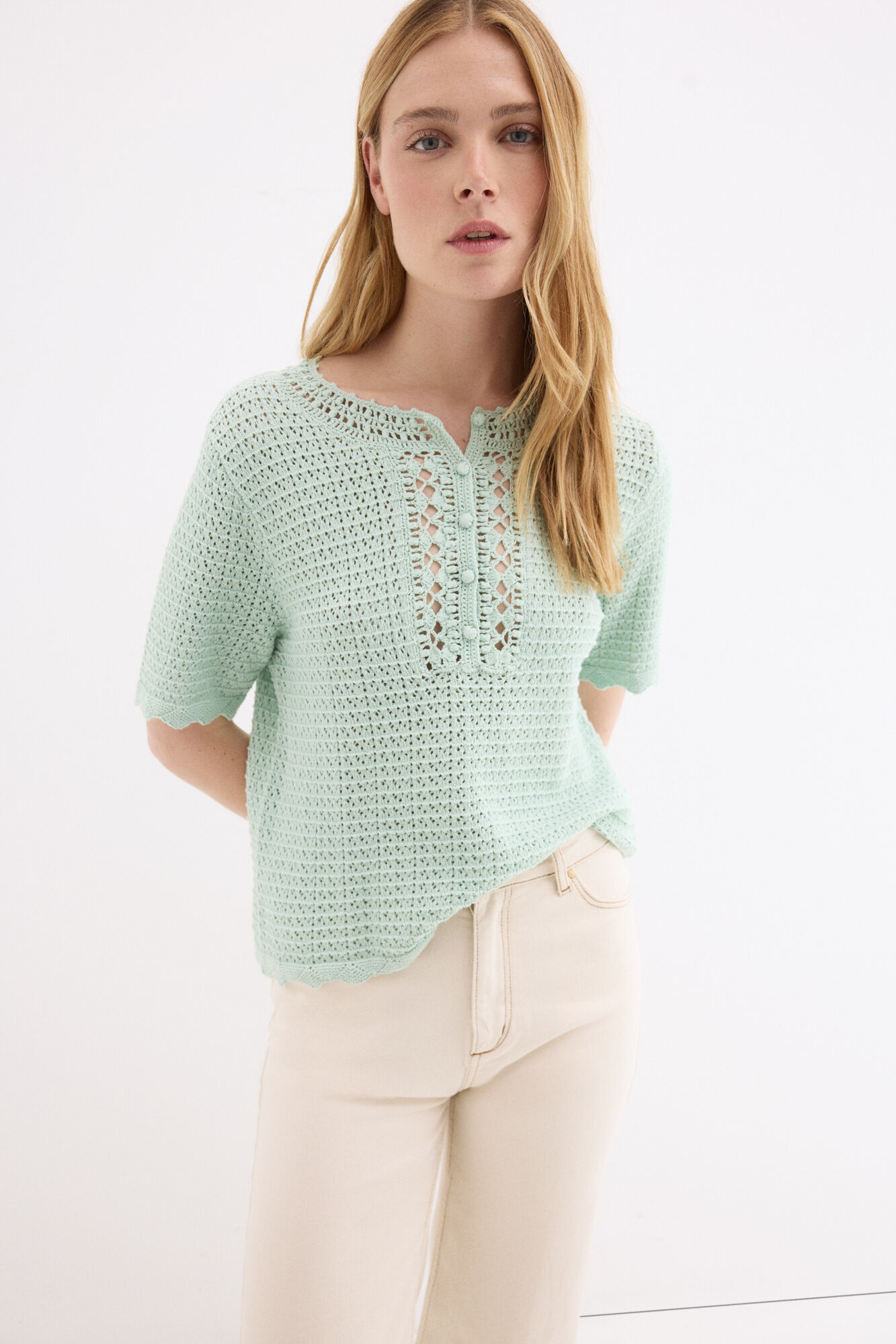 Pedro del Hierro Top de tejido crochet