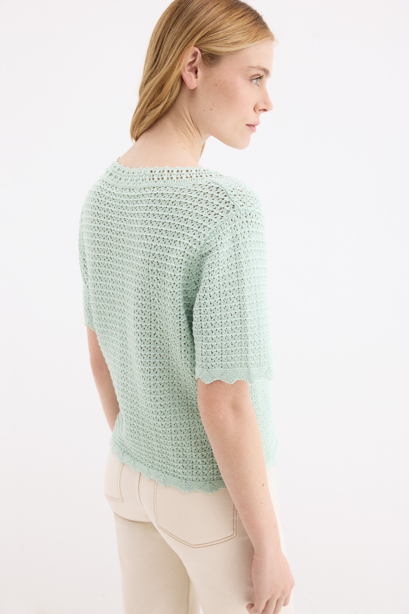 Pedro del Hierro Top de tejido crochet Turquesa