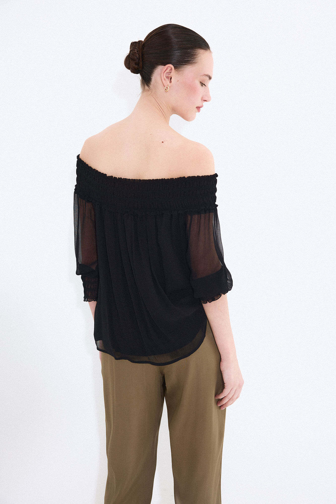 Pedro del Hierro Blusa gasa engomada Negro