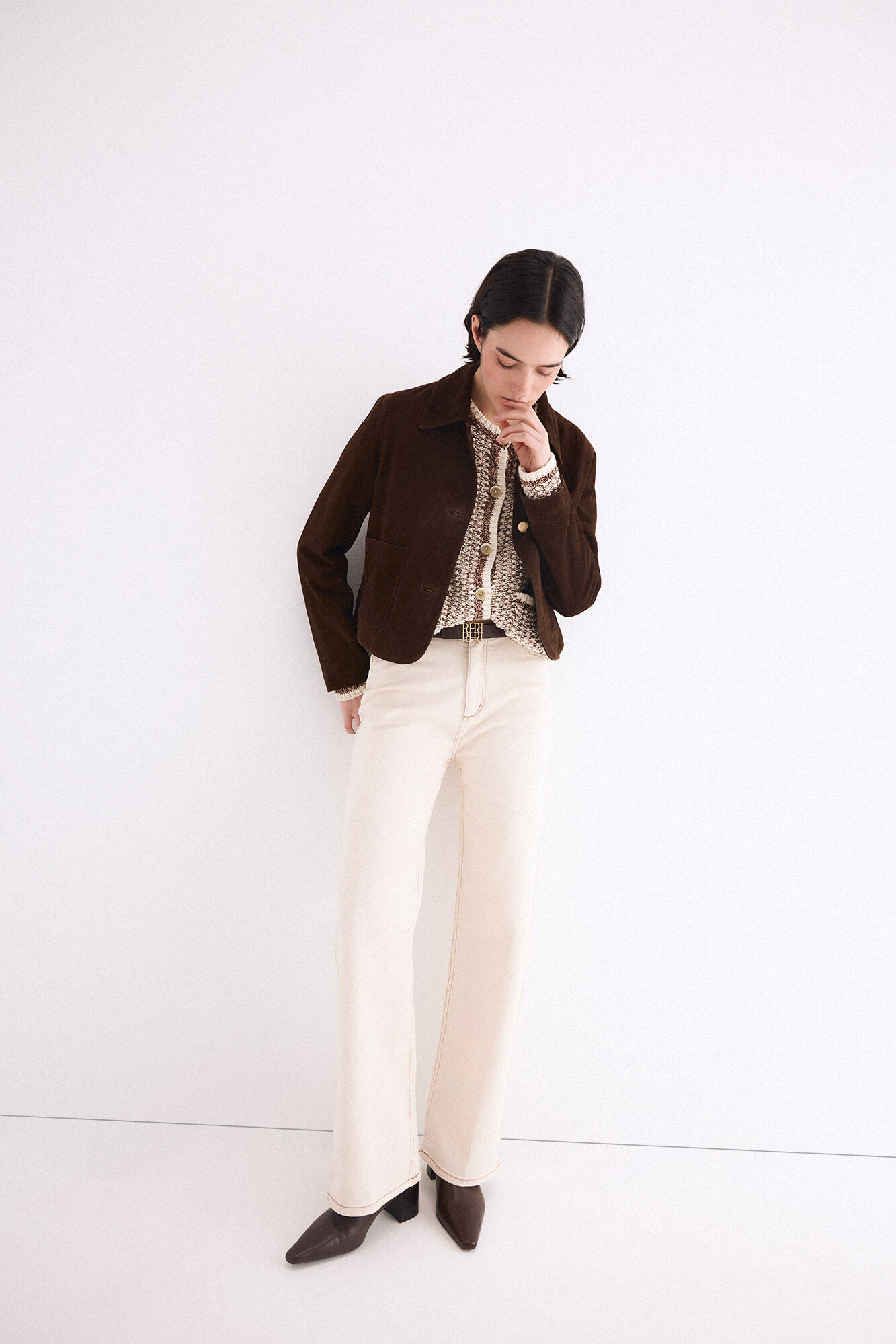 Pedro del Hierro Jeans wide leg basic Beige