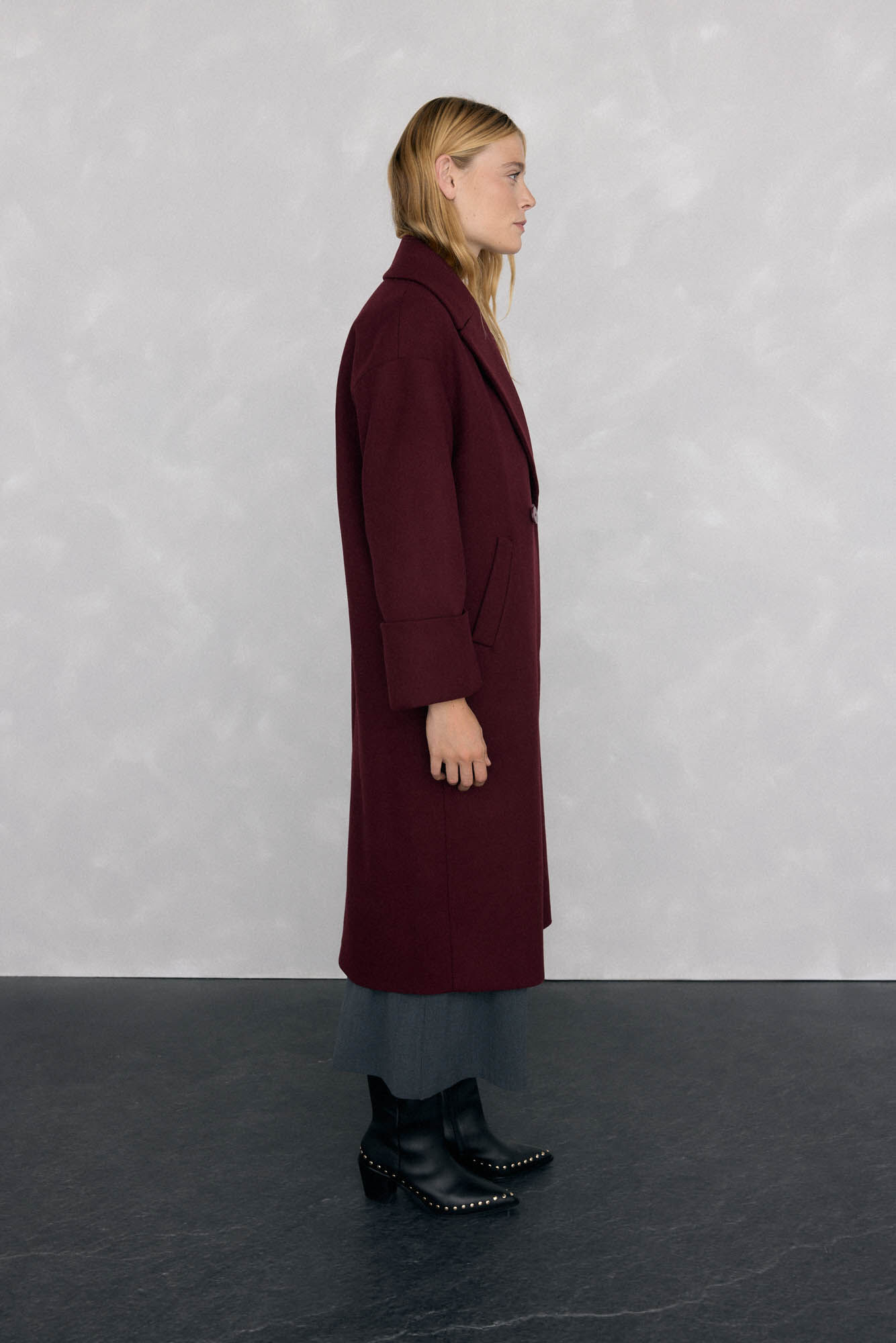 Pedro del Hierro Abrigo oversize Burdeos