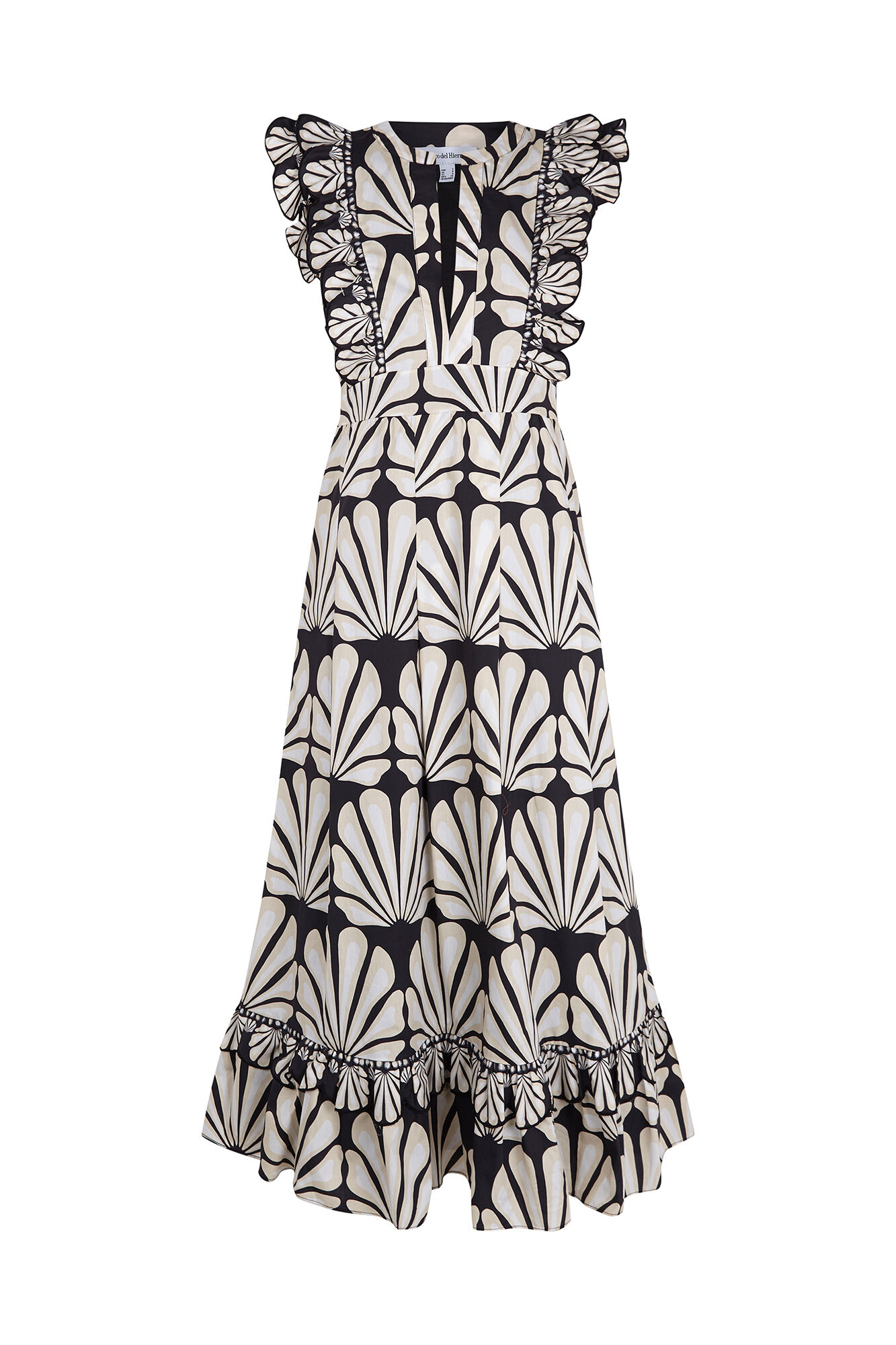 Pedro del Hierro Vestido algod&oacute;n volantes Beige
