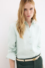 Pedro del Hierro Camisa de lino de manga larga Turquesa