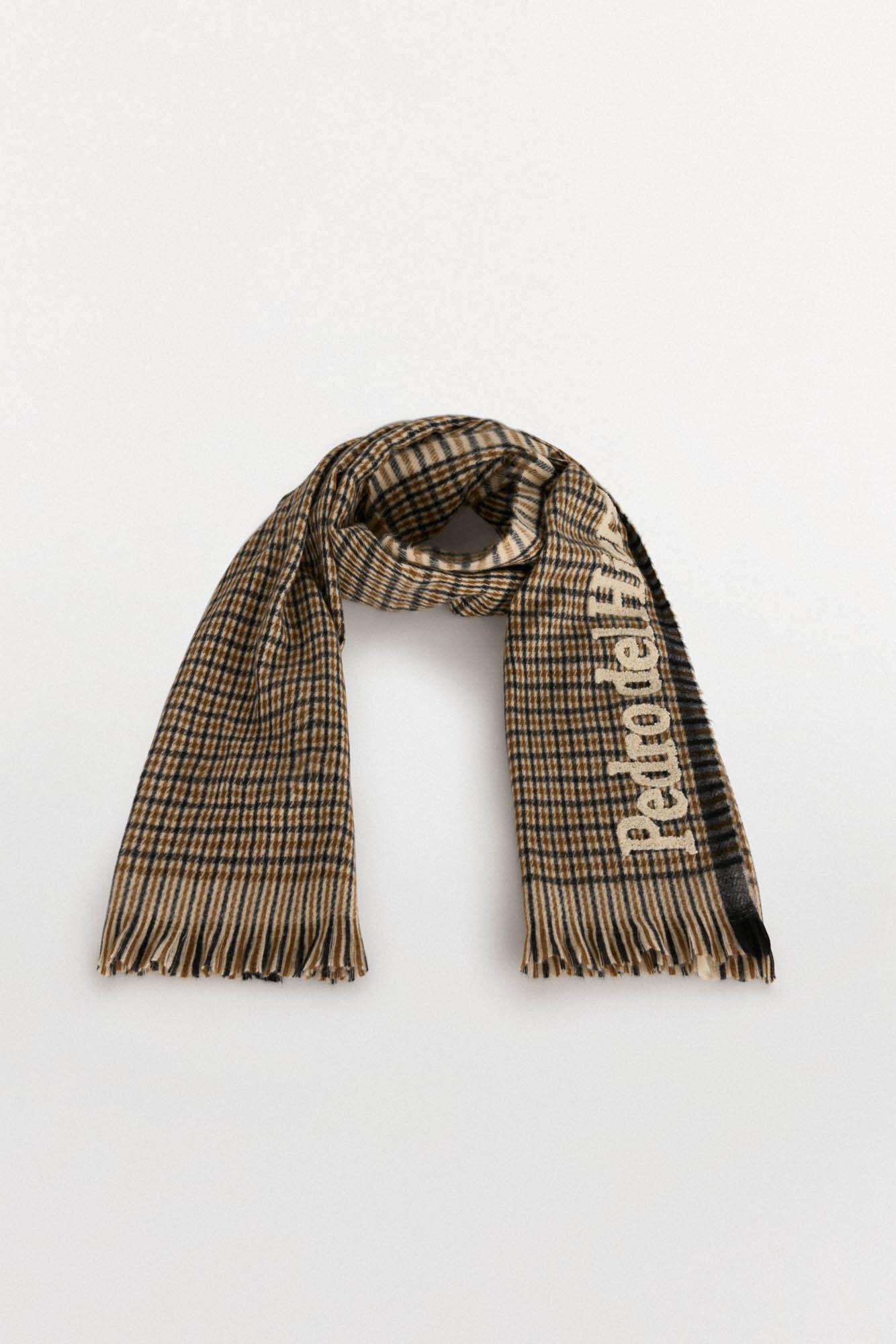 Pedro del Hierro Bufanda de pa&ntilde;o a cuadros Gris