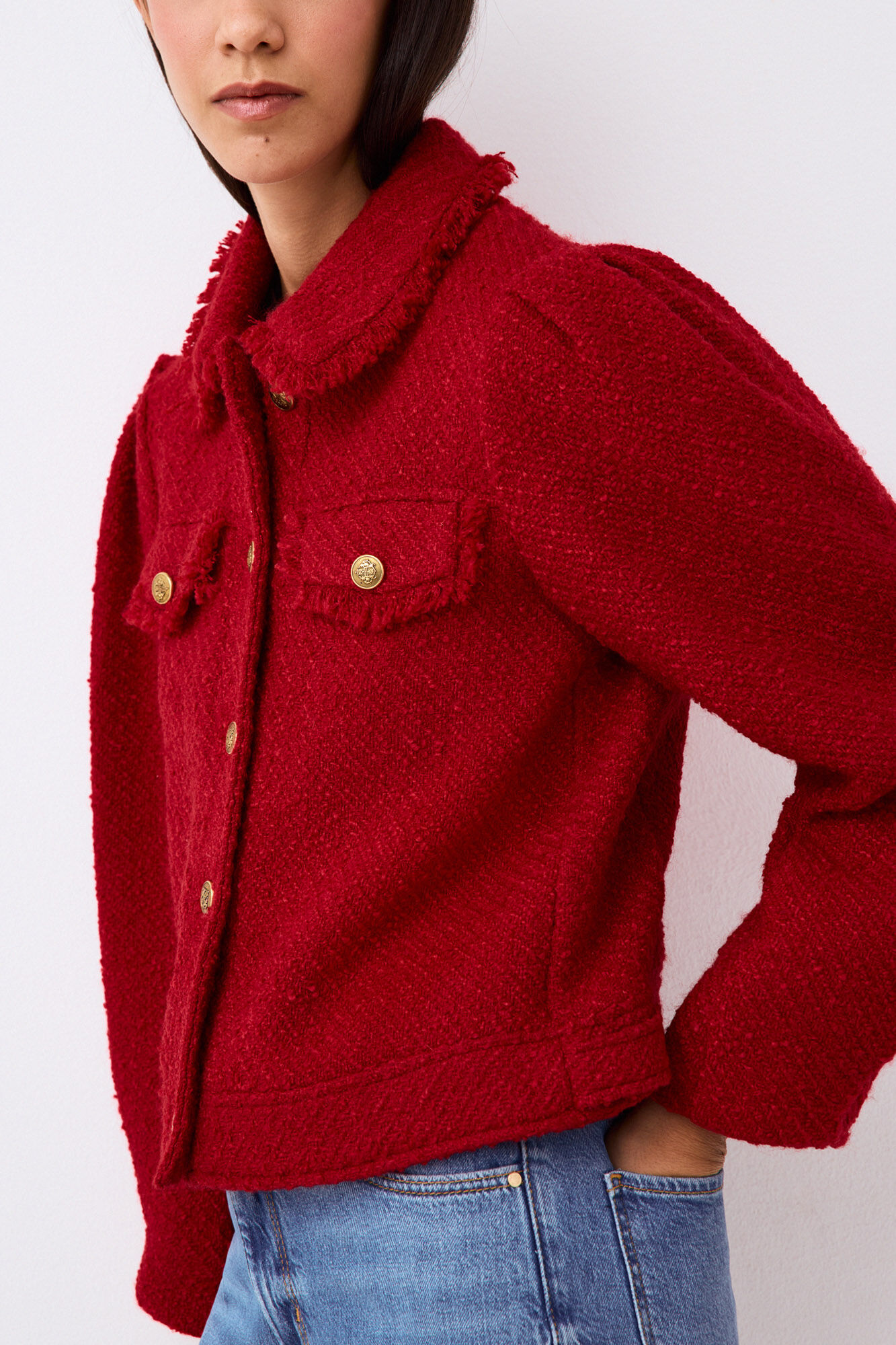 Pedro del Hierro Chamarra de tweed Rojo