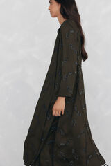 Pedro del Hierro Chaleco largo bordado Marr&oacute;n