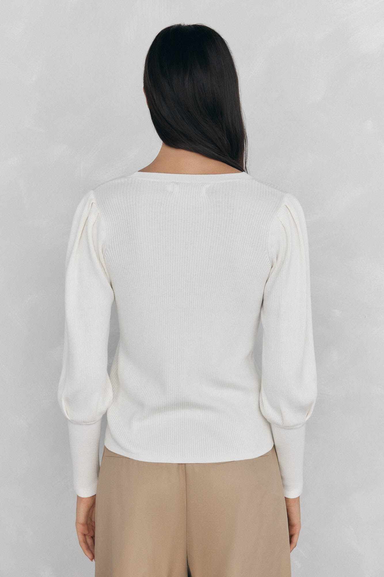 Pedro del Hierro Jersey canal&eacute; manga abullonada Blanco