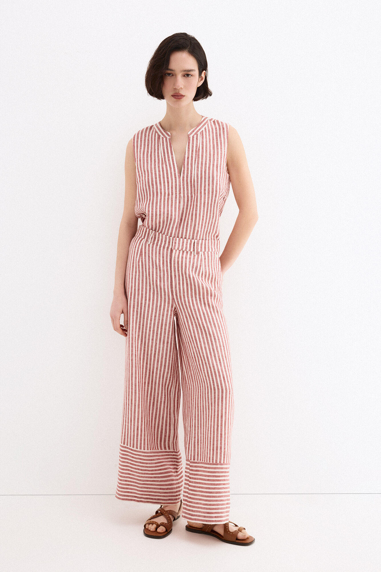 Pedro del Hierro Pantalones wide flare cl&aacute;sicos Rosa