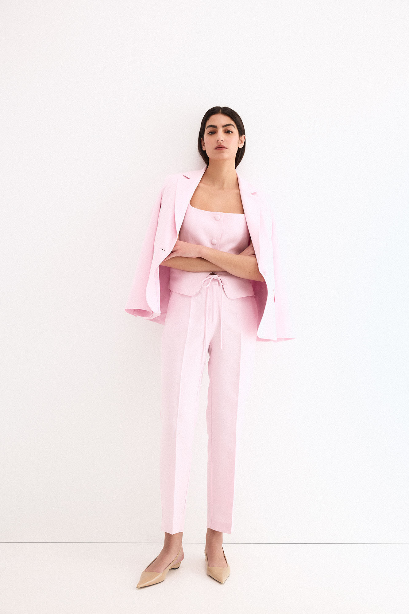 Pedro del Hierro Pantal&oacute;n traje rosa