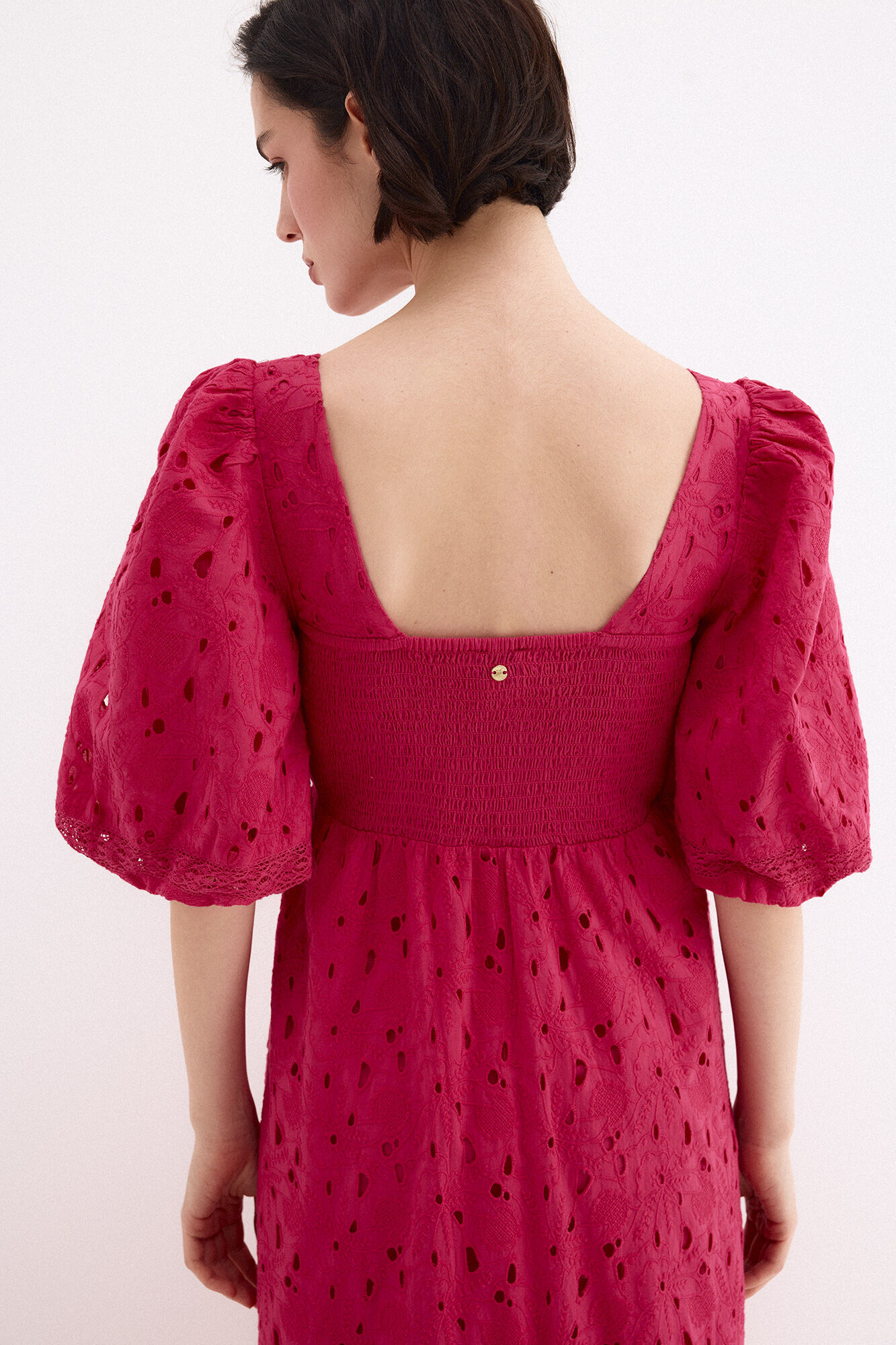 Pedro del Hierro Vestido algod&oacute;n bordados Rosa