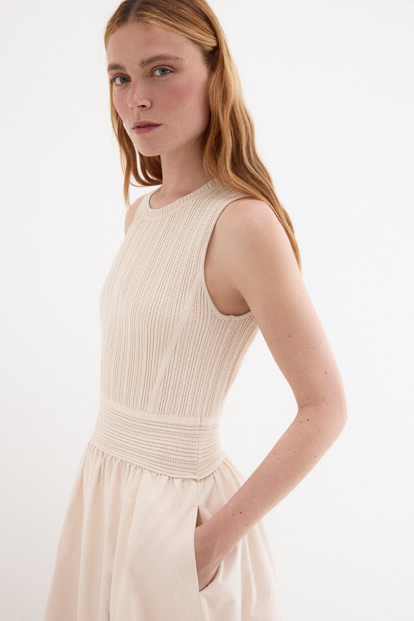 Pedro del Hierro Vestido combinado con cuerpo de punto
