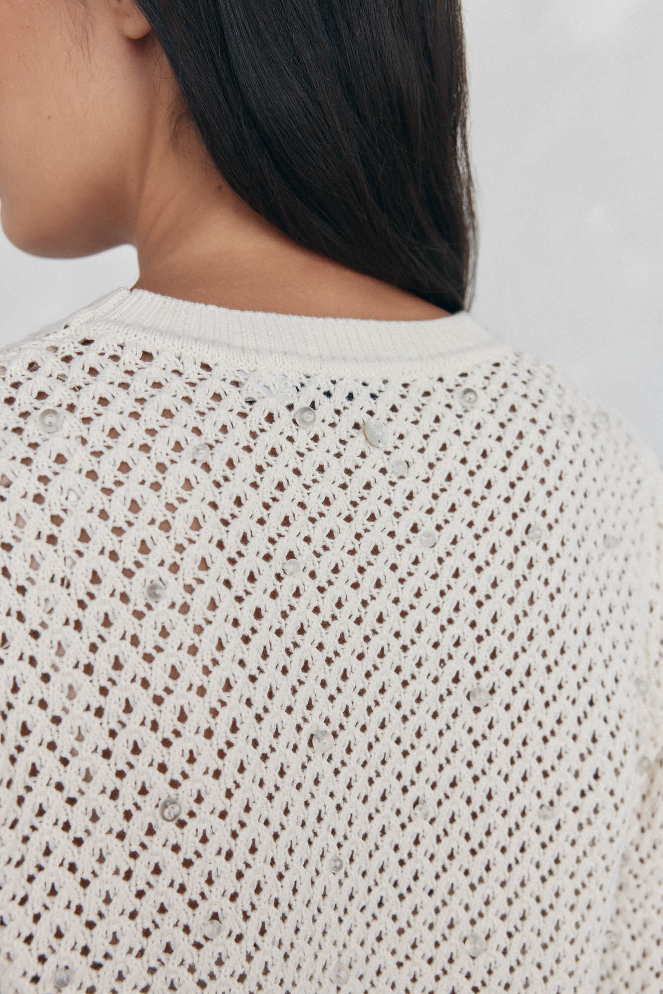 Pedro del Hierro Top de tejido fantas&iacute;a con cristalitos Beige