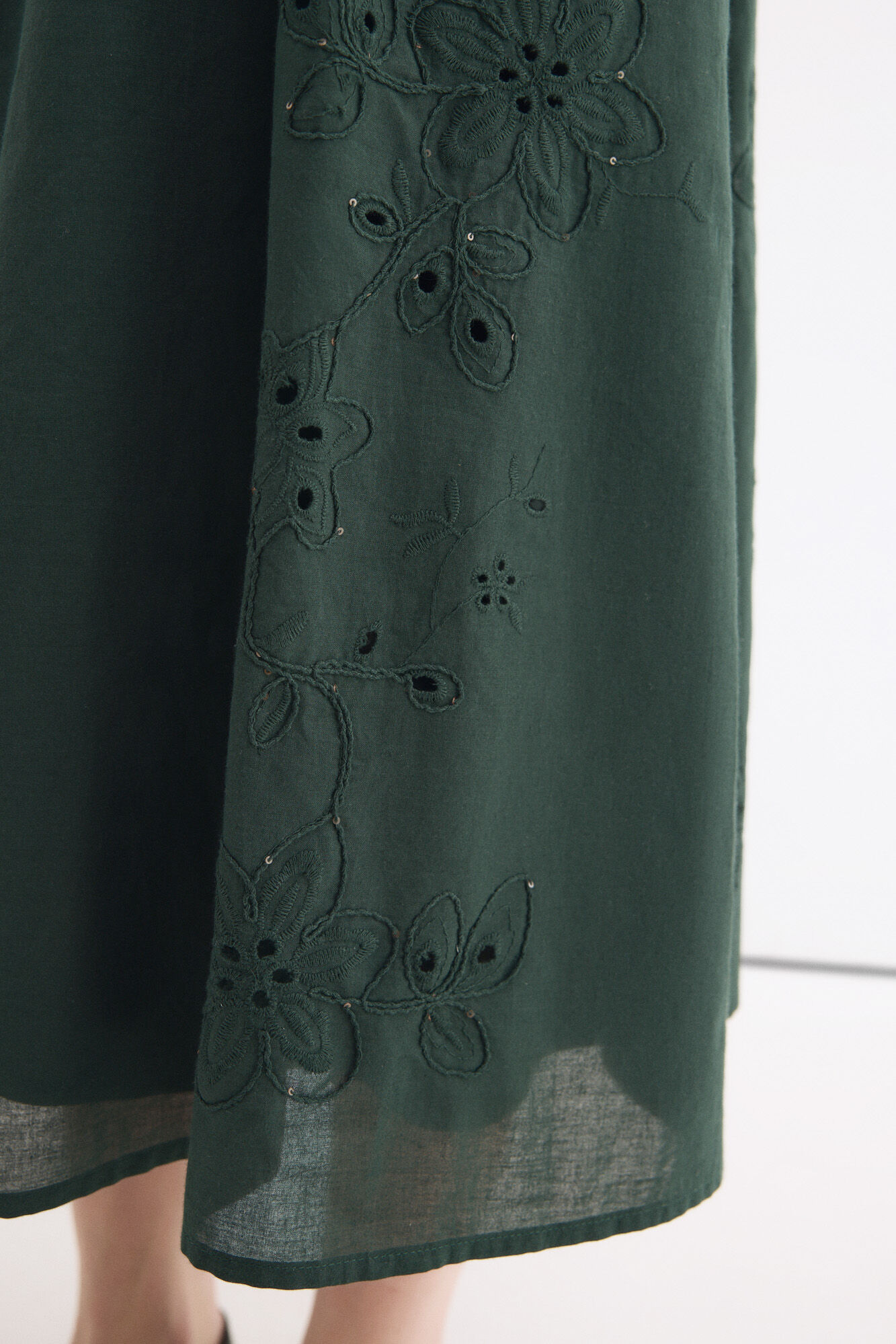 Pedro del Hierro Falda algod&oacute;n bordados Verde